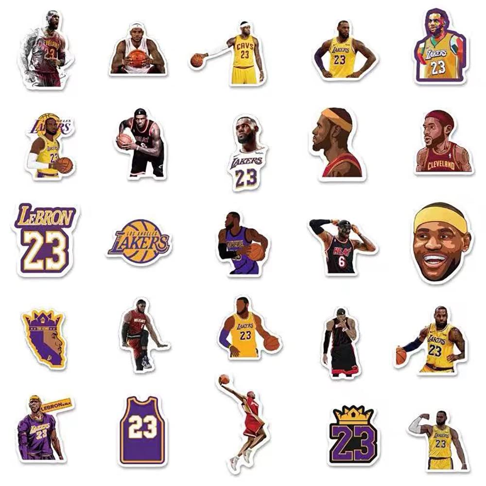 50 Pcs Basketball Star James Stickers - Small Decals for Hydro Flasks, Laptop, Phone Case, Computer, Water Bottle - Perfect for School, Office, and Sports Gear Customization