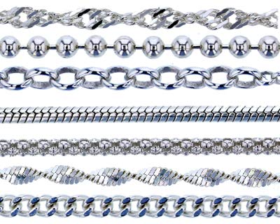 18 Inch Sterling Silver & Silver-Plated E-Coated Chain Necklace Set of 7 - Perfect for Layering, Gifting & Everyday Jewelry Accessories