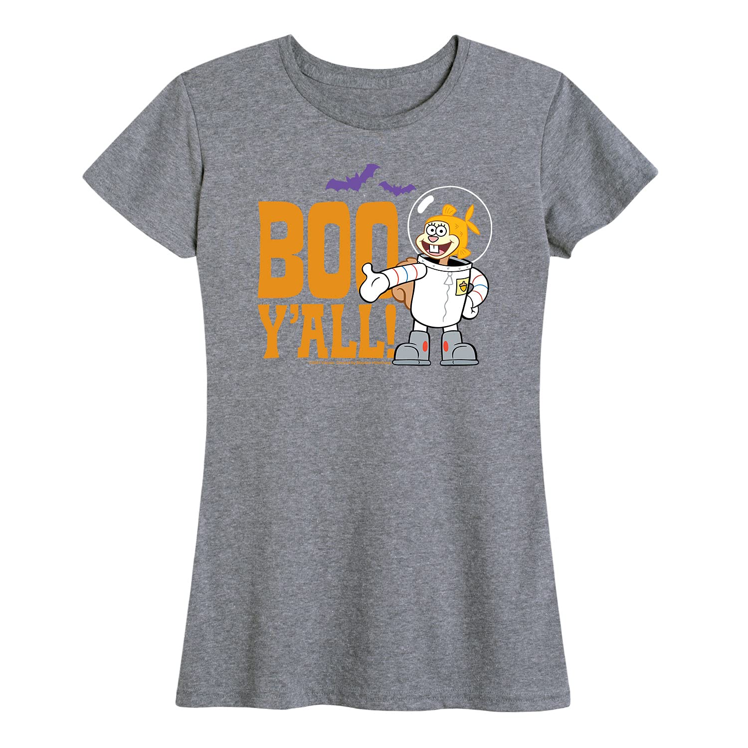 HYBRID APPAREL Women's Spongebob Squarepants Sandy Boo Y'all Graphic T-Shirt - Short Sleeve Cotton Tee - Funny Cartoon Pop Culture Shirt for Casual Wear, Cosplay & Gifts