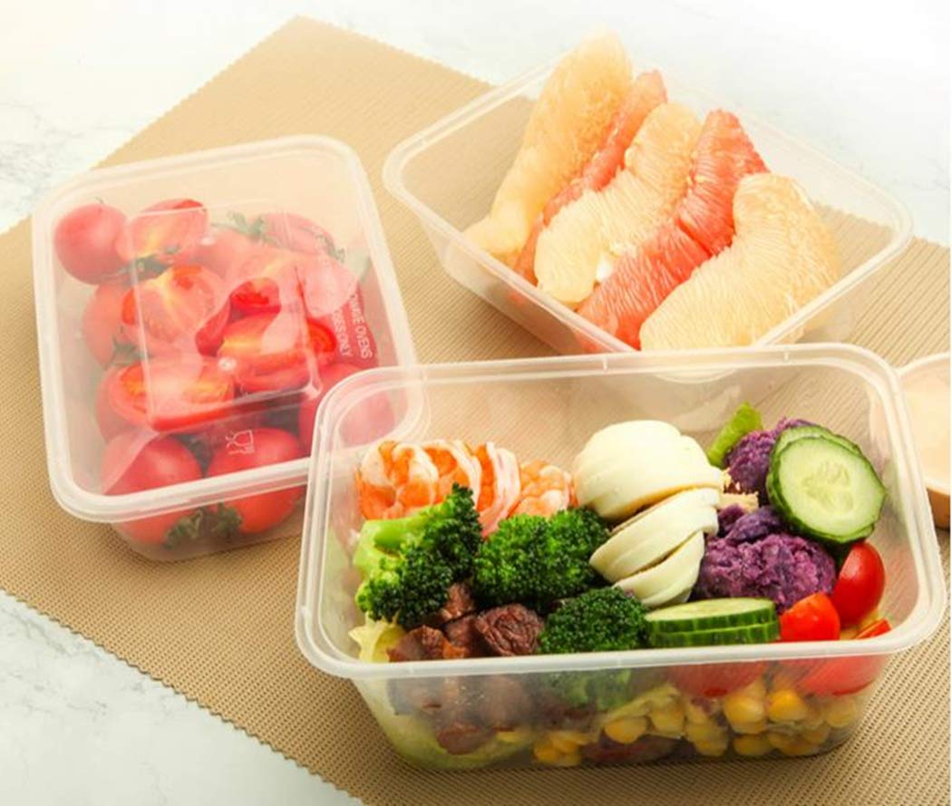 50 Pack HOMEE 26oz Bento Meal Prep Containers with Lids - Reusable Plastic Food Storage Containers, Microwave & Dishwasher Safe, Refrigerator Friendly - Perfect for Meal Prepping, Leftovers, Office Lunch & Mother's Day Gifts (White)