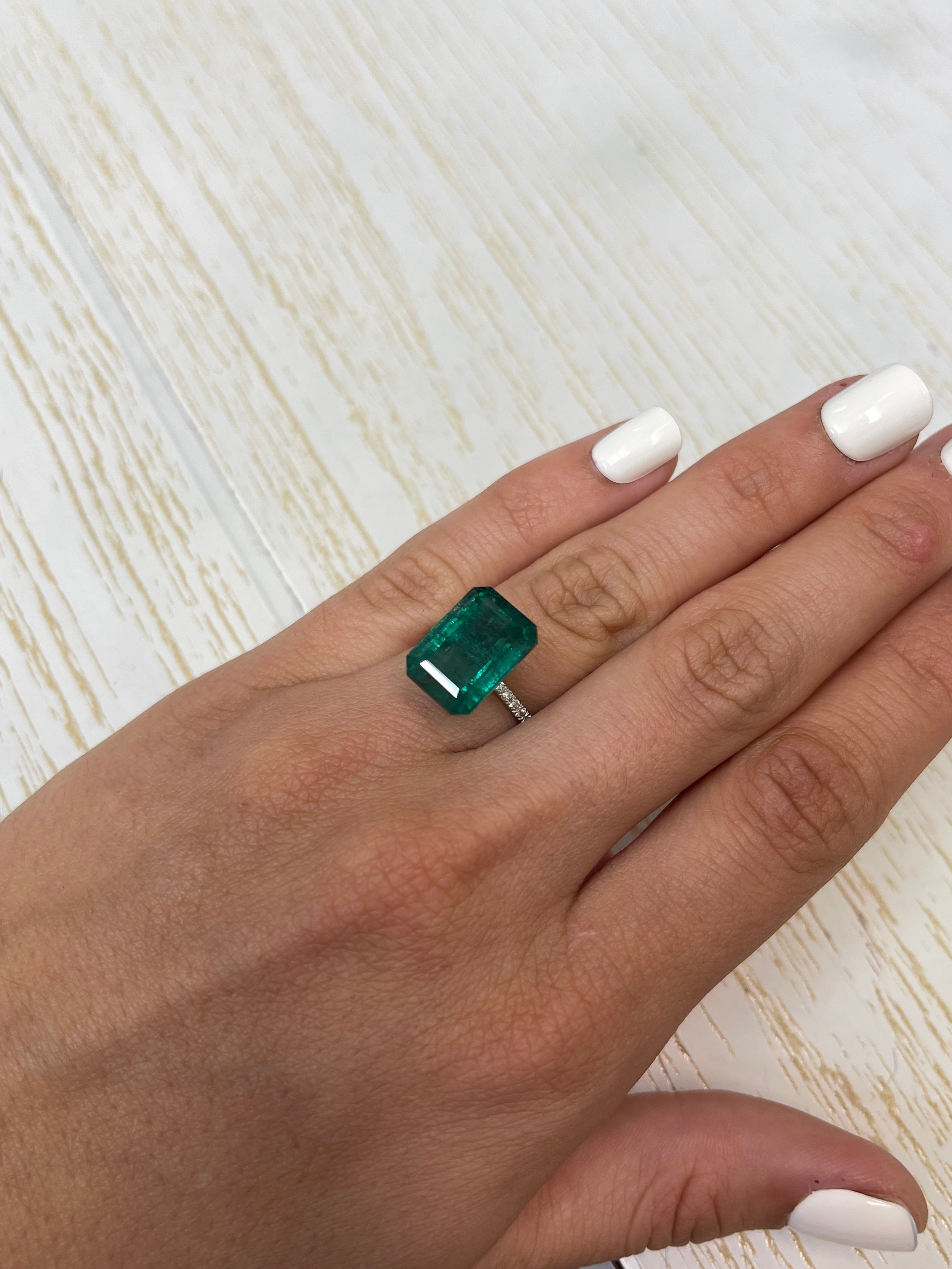 10.99 Carat Natural Zambian Emerald - 15x11mm Elongated Deep Green Loose Gemstone for Jewelry Making & Engagement Rings