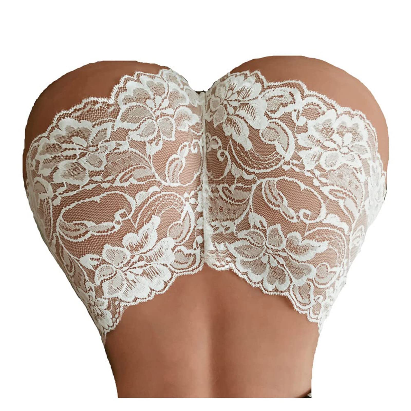 Sexy Lingerie for Women - Floral Lace Hollow Out See-Through Panties with Peach Butt Design | Erotic Underwear for Couples, Role Play & Romantic Nights