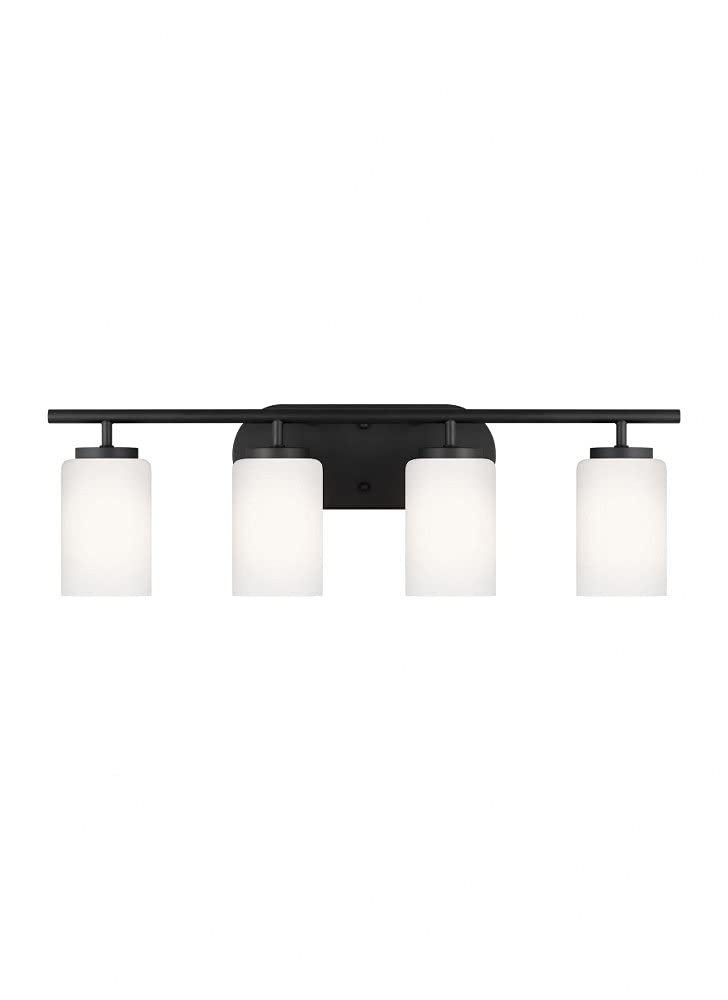 Generation Lighting 41163EN3-112 Oslo 4-Light Wall Mounted Bathroom Vanity Light Fixture in Midnight Black - Perfect for Bathroom, Powder Room and Dressing Room Lighting