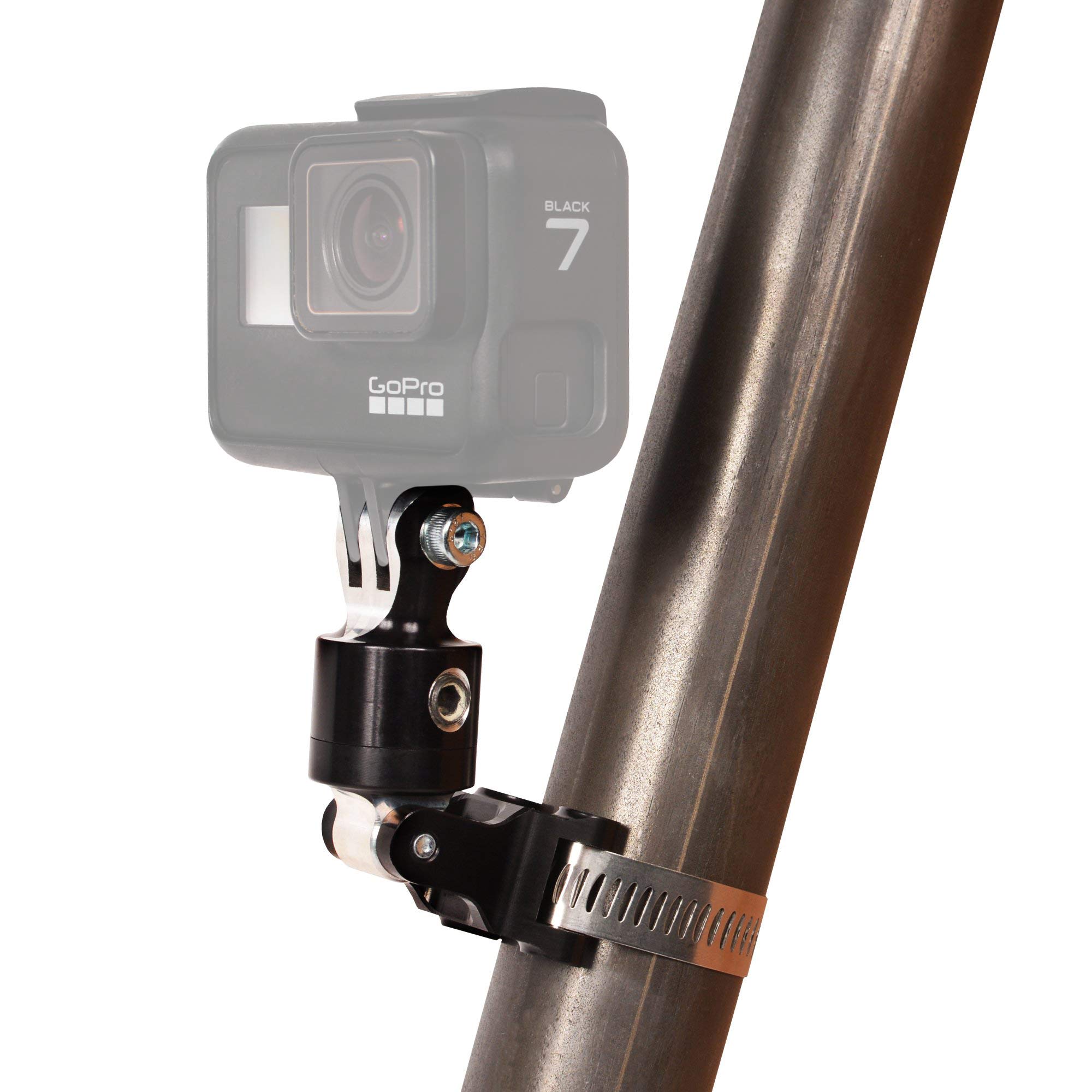 Joes Racing Products Adjustable Aluminum Camera Mount Clamp - Black Anodized GoPro Accessory for Motorsports, Action Cameras & Adventure Filming