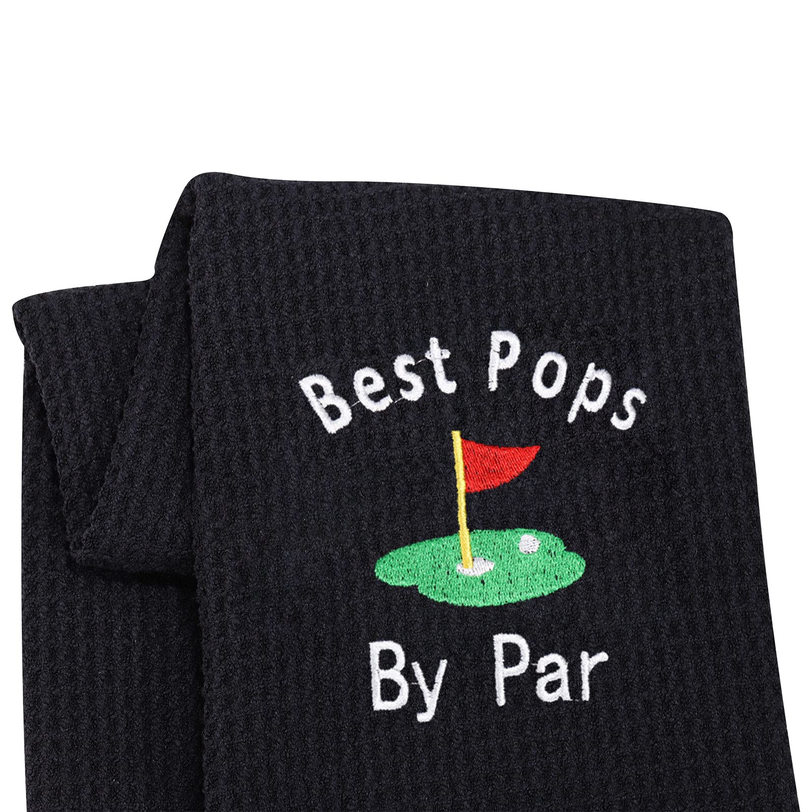 LEVLO Premium Embroidered Golf Towel for Dad - Best Father's Day Gift for Golf Lovers - Ideal for Pops, Grampy, Papaw & Opa - Includes Convenient Clip (Black) - Perfect for Golf Courses, Driving Ranges & Father's Day Celebrations