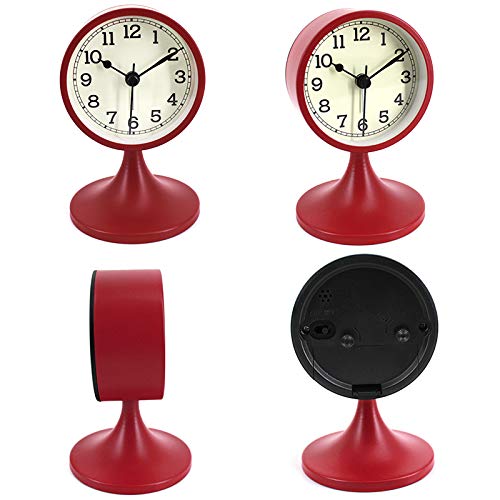 3 Inch Round Silent Non-Ticking Analog Alarm Clock - Battery Operated Quartz Desk Clock for Bedroom, Office, Dorm & Travel