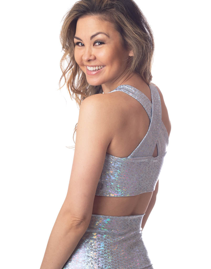 Crystal Mermaid Crop Top - Sparkling Sequin Bikini Top for Women | Perfect for Beach Parties, Poolside Lounging & Summer Vacations