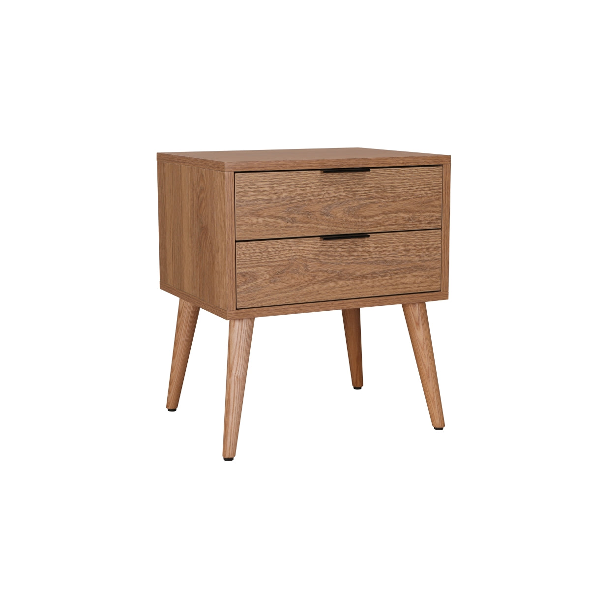 Modern Nightstand with Geometric Design & Faux Wood Finish - Stylish Bedside Table for Small Spaces, Bedroom Decor & Apartment Living