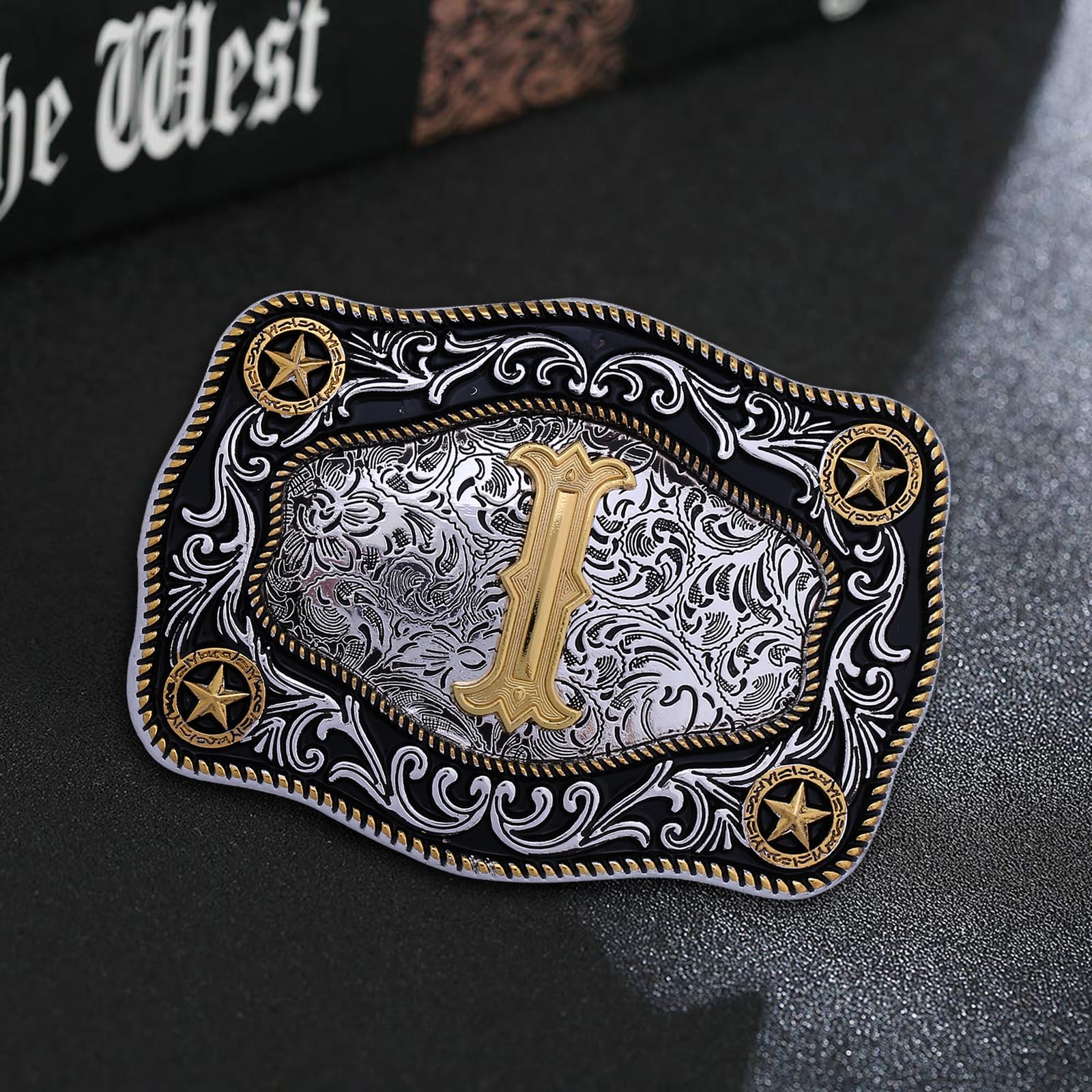 Custom Initial Letter Western Belt Buckle - Large Gold Cowboy Belt Buckle for Men & Women (A-Z) - Perfect for Rodeo, Country Music Festivals & Western Fashion