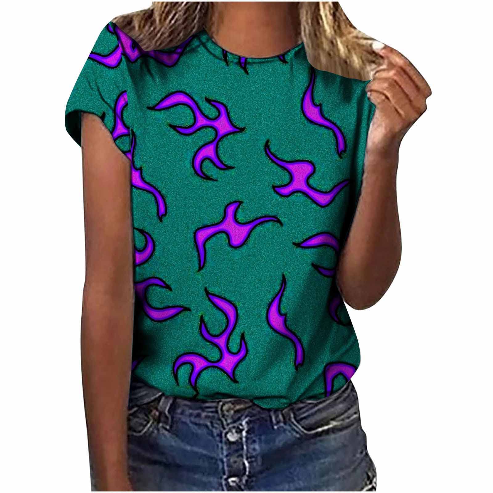 Vintage Tie-Dye Short Sleeve T-Shirts for Women - Summer Casual Loose Fit Crew Neck Basic Tee - Comfortable Fashion Top for Beach, Travel & Everyday Wear