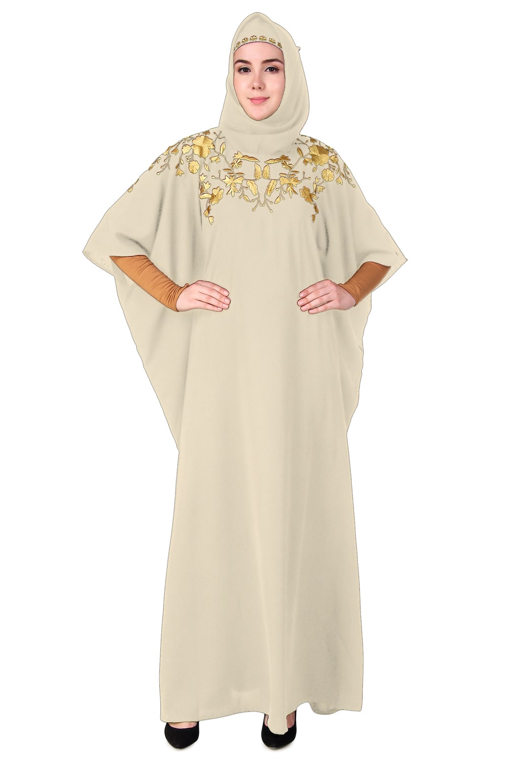 Exquisite Hand-Embroidered Floral Kaftan Dress for Women | Boho Chic Beach Cover Up | Perfect for Summer Vacations, Pool Parties & Resort Wear