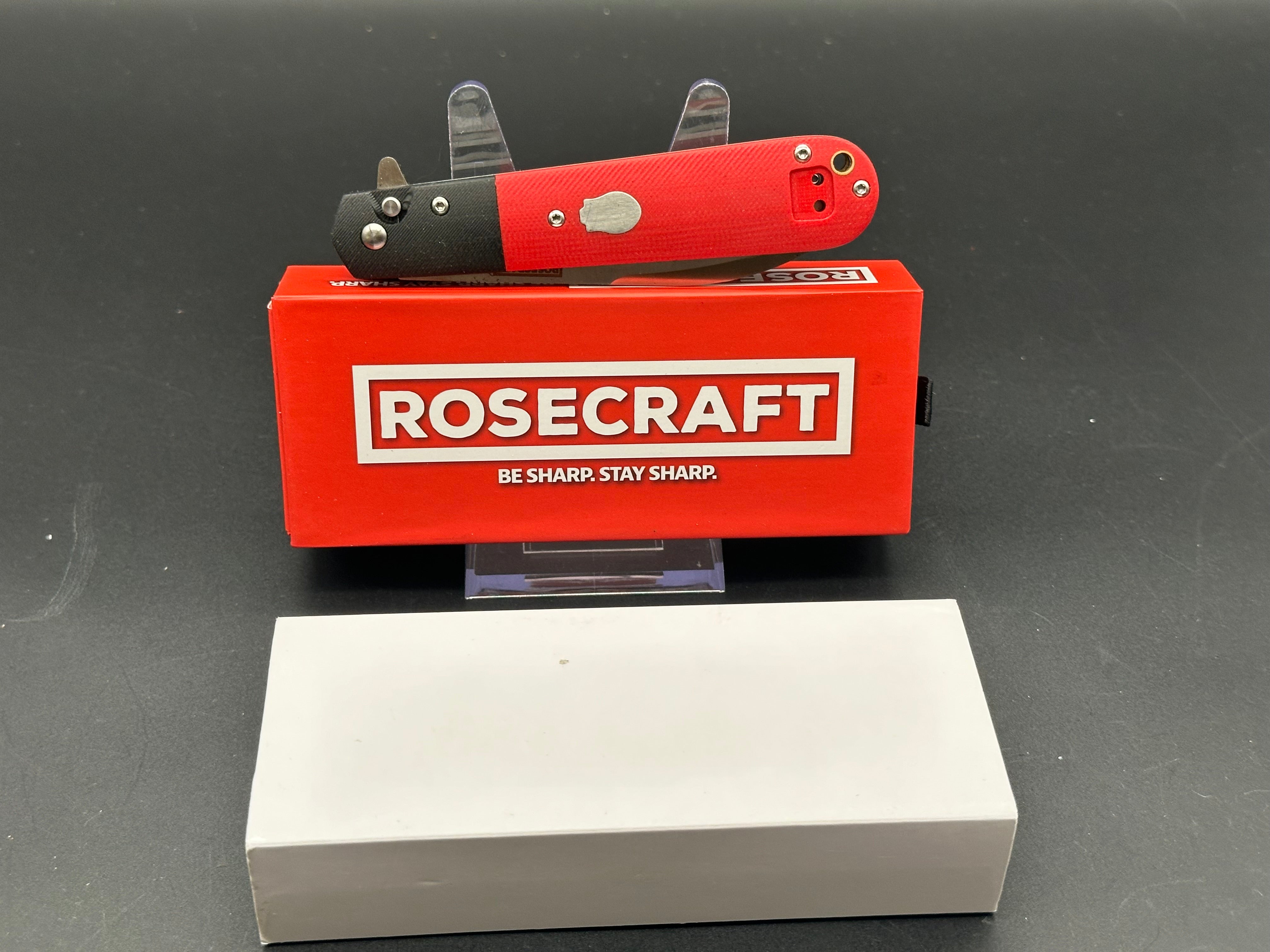 RoseCraft Blades Castorea Folding Knife - Black & Red Handle, RCM012 RB - Perfect for Camping, Hiking & Everyday Carry (EDC)