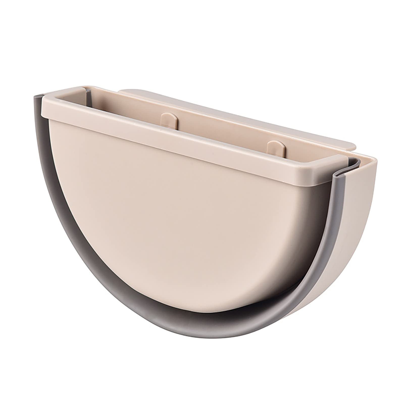 Foldable Mini Trash Can for Kitchen Cabinet Door - Under Sink Wall Mounted Collapsible Garbage Bin with Bag - Space Saving Waste Container for Home, Office, RV & Camping (Beige, One Size)