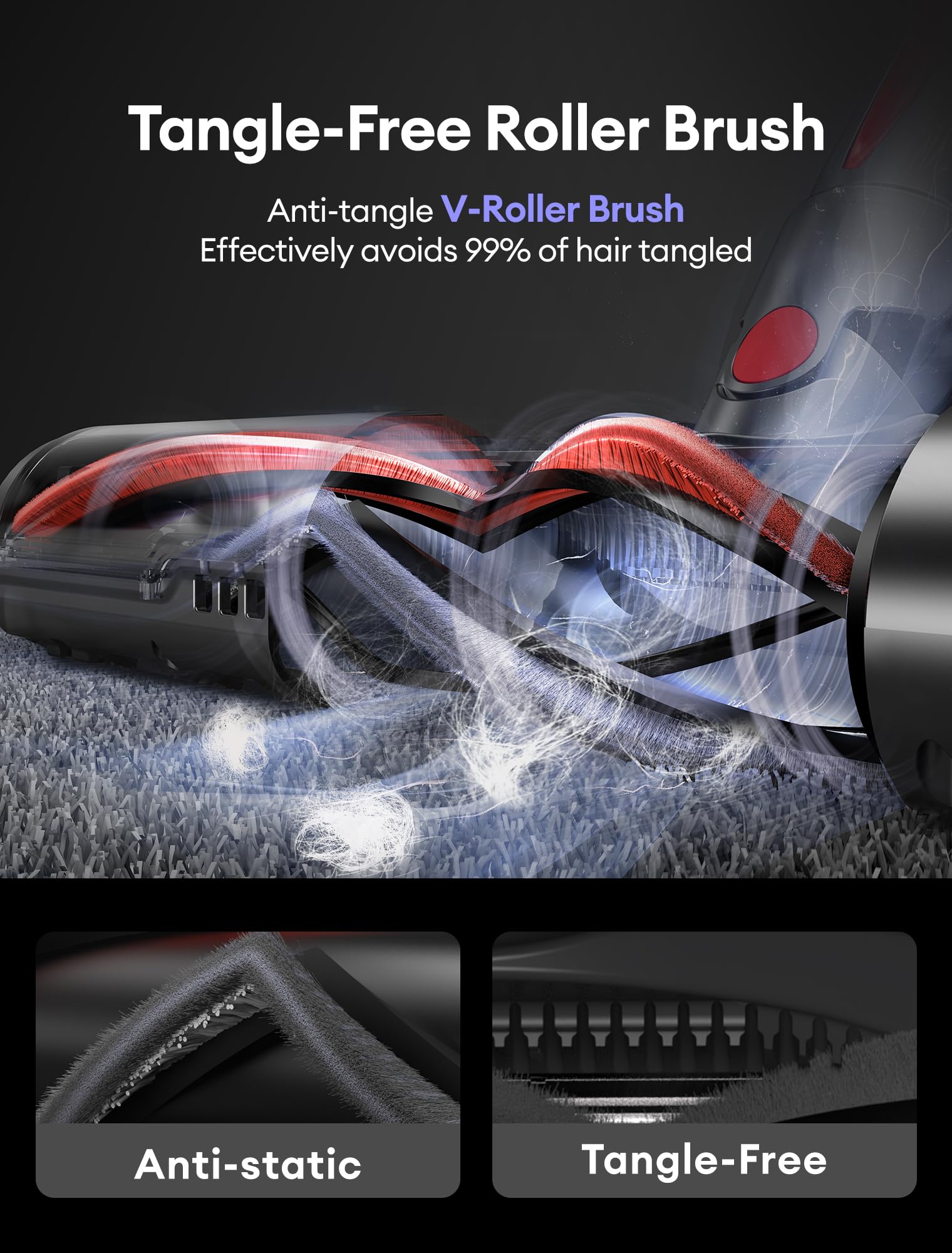 Ultenic U16 Flex Cordless Stick Vacuum Cleaner - 550W/50Kpa Powerful Suction, 60 Min Runtime, 180° Bendable Wand, Anti-Tangle Brush - Lightweight Handheld Vacuum for Pet Hair, Carpet, Hard Floors & Car Cleaning - Perfect for Home, Office & Auto Detailing