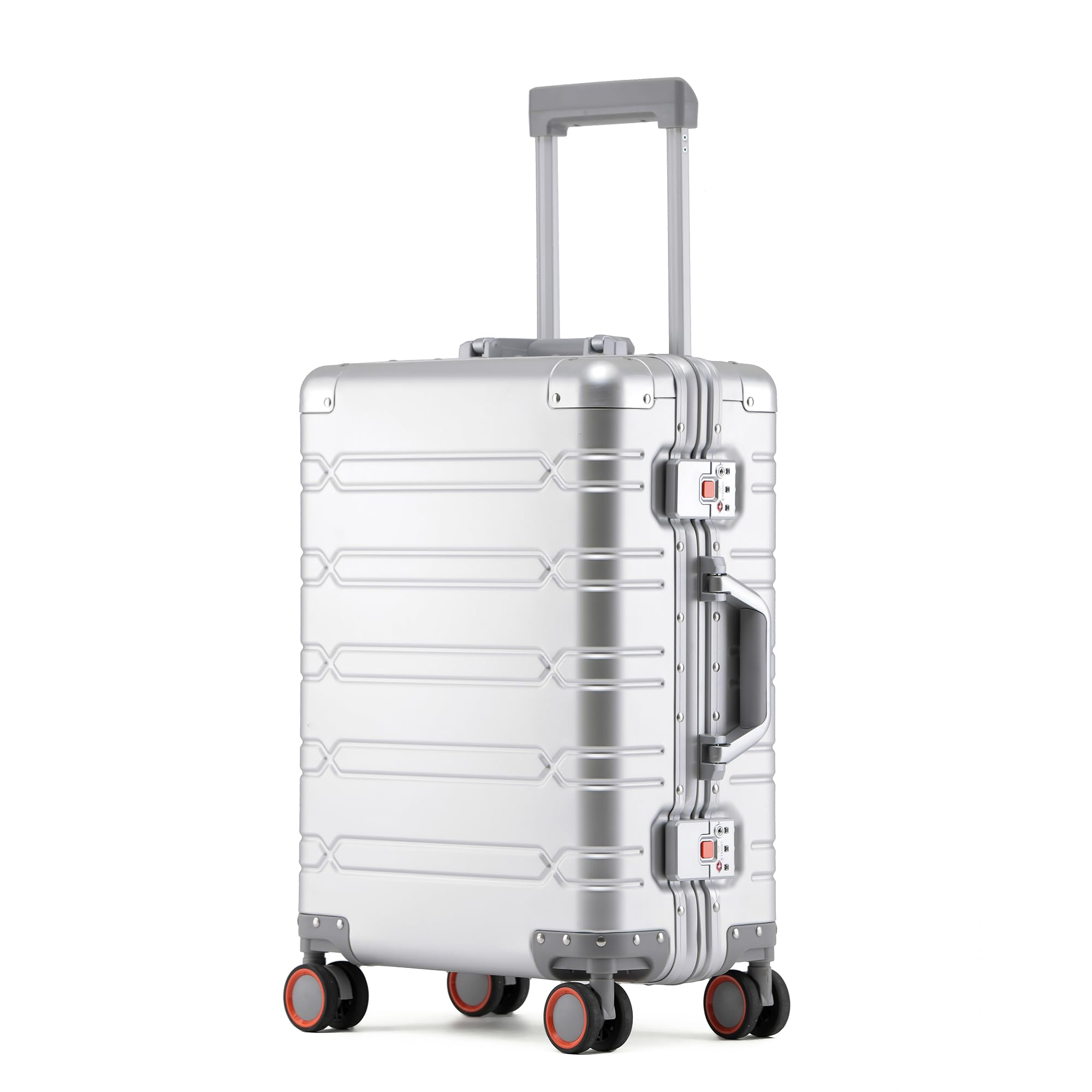 22x14x9 Inch All Aluminum Airline Approved Carry On Luggage - 20 Inch Hard Shell Spinner Suitcase with Zipperless Design (Silver) - Perfect for Business Travel & Weekend Getaways