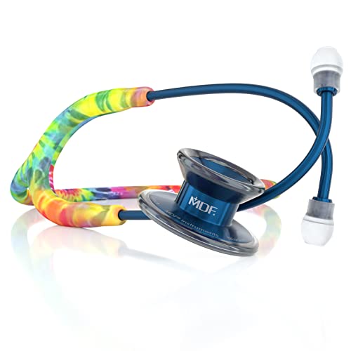 MDF Instruments Tie Dye MD One Epoch Stethoscope - Lightweight Titanium Dual Head Stethoscope for Adults with Free-Parts-for-Life, Tie Dye Tube & Titanium Blue Capridium Chestpiece (MDF777TTDCD) - Perfect for Doctors, Nurses, and Medical Professionals in Hospitals & Clinics