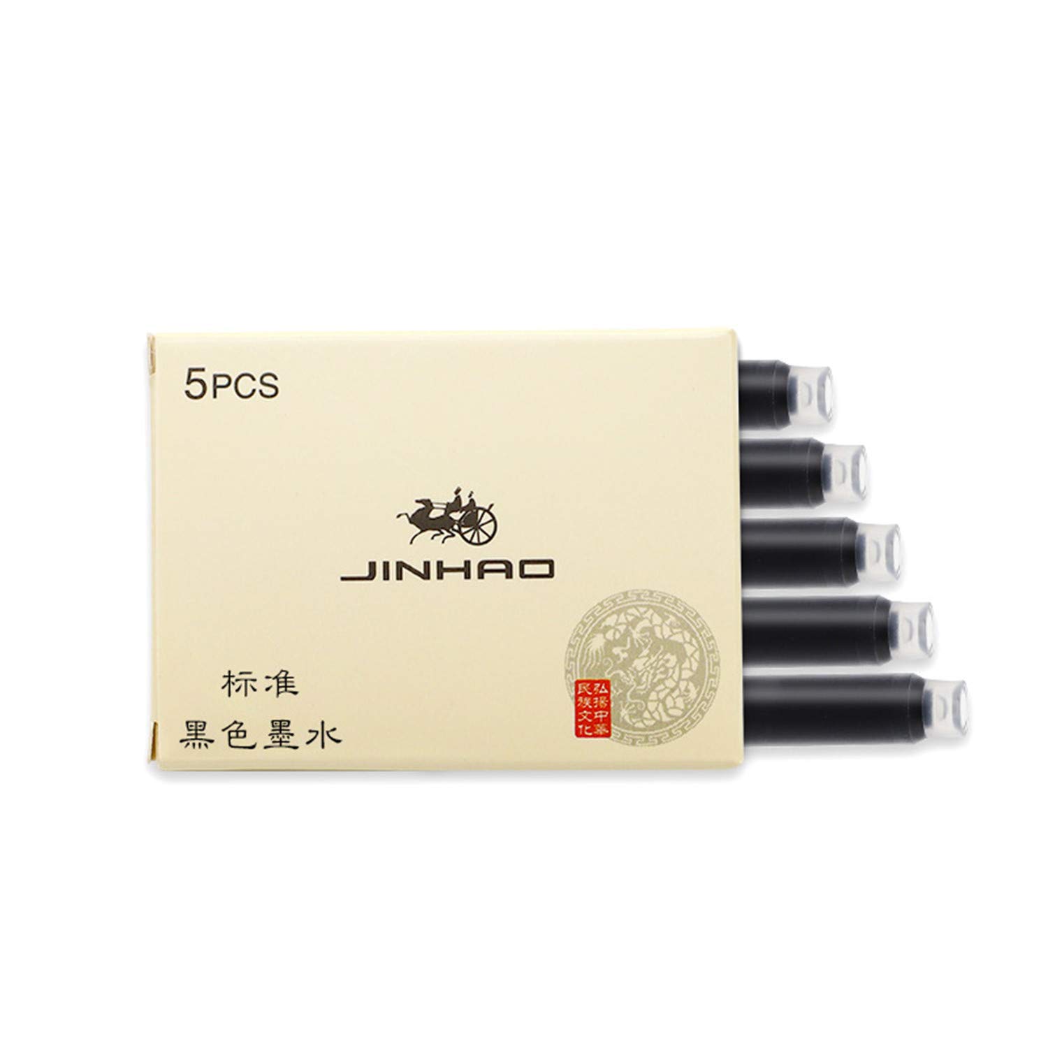 Gullor 25 PCS International Standard Fountain Pen Ink Cartridges - Compatible with Jinhao Pens, Black Ink (5 per Pack) - Ideal for Writing, Calligraphy & Office Use