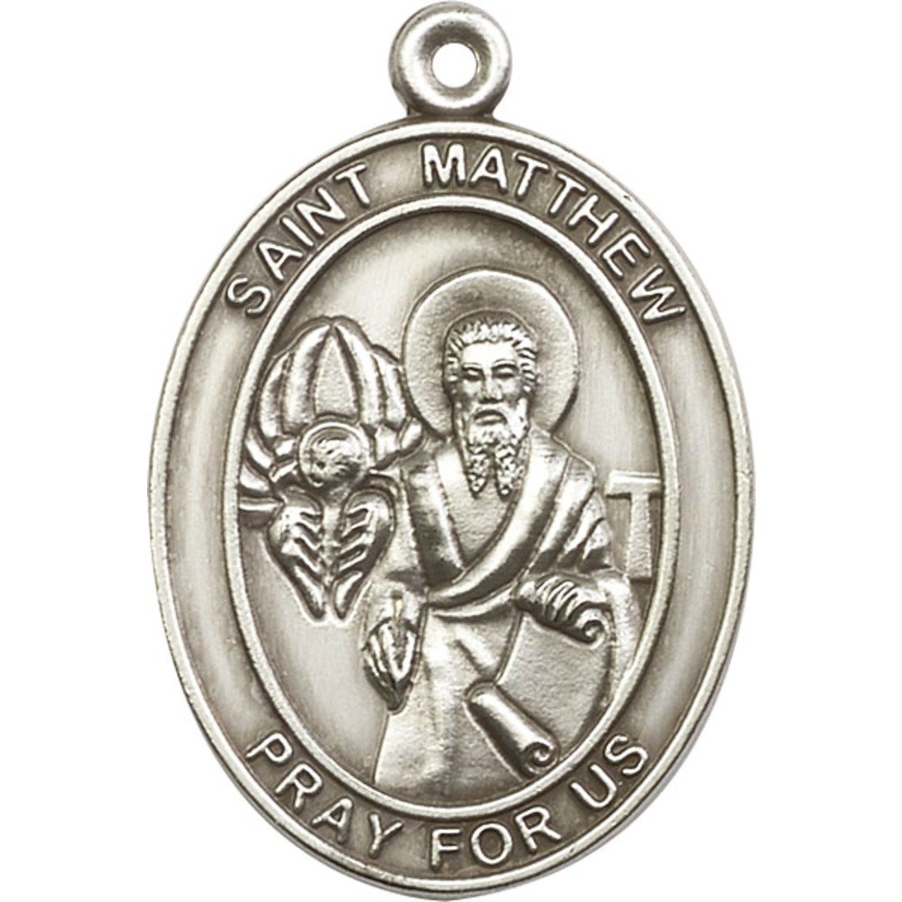 Vintage Silver-Plated St. Matthew Keychain - 1 7/8 x 1 1/4 Inches - Religious Jewelry Gift for Men & Women - Perfect for Bible Study, Church Events, and Daily Carry