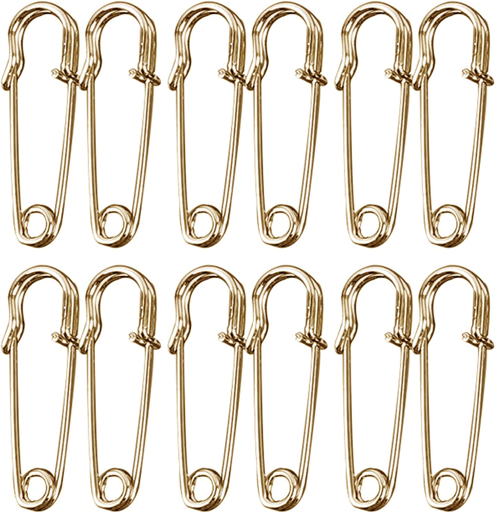 Large Heavy Duty Safety Pins for Clothes, Blankets, Leather & Crafts - 12 Pack Assorted Gold 100mm (4'') Safety Pins - Perfect for Sewing, DIY Projects, Kilts & Shawls