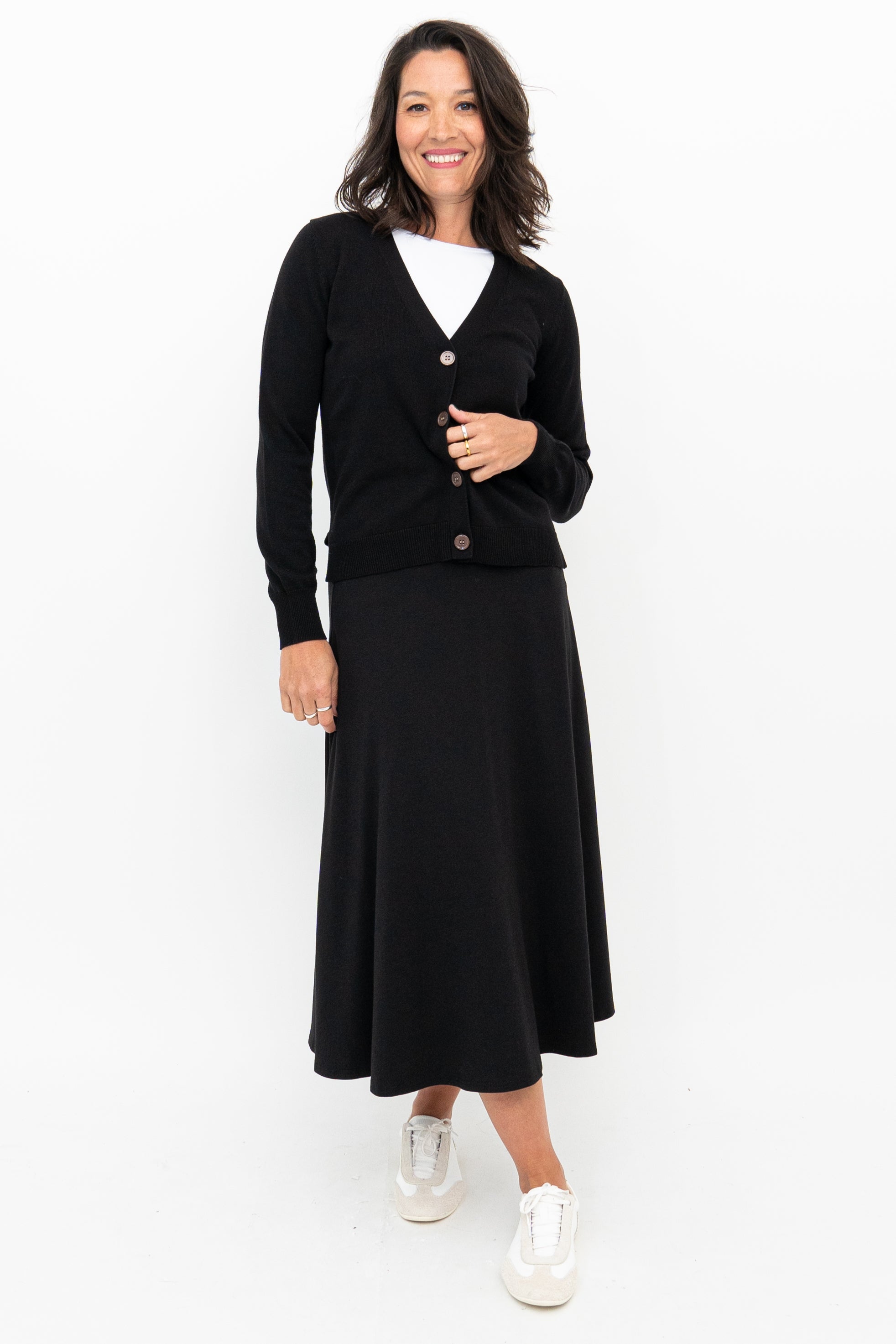 Gillian Women's Black Bamboo Skirt - Comfortable & Eco-Friendly Midi Skirt for Casual Wear, Office, and Summer Outfits