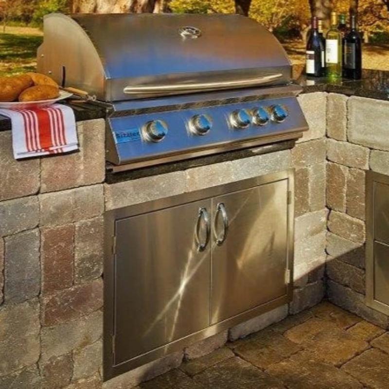 Necessories Kitchen 32-Inch Sizzler Grill Cabinet Kit - Premium Outdoor BBQ Island Storage Solution for Patio, Deck & Backyard Entertaining