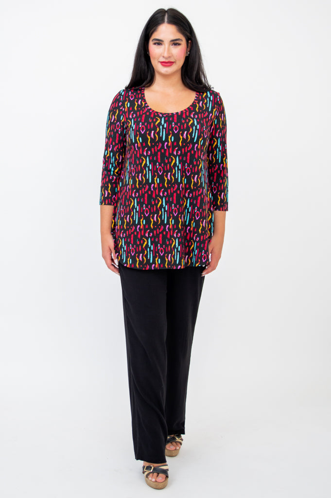 Jazz 3/4 Sleeve Top for Women - Soft Bamboo Fabric Conga Dance Shirt - Perfect for Latin Dance, Salsa, and Performance Wear
