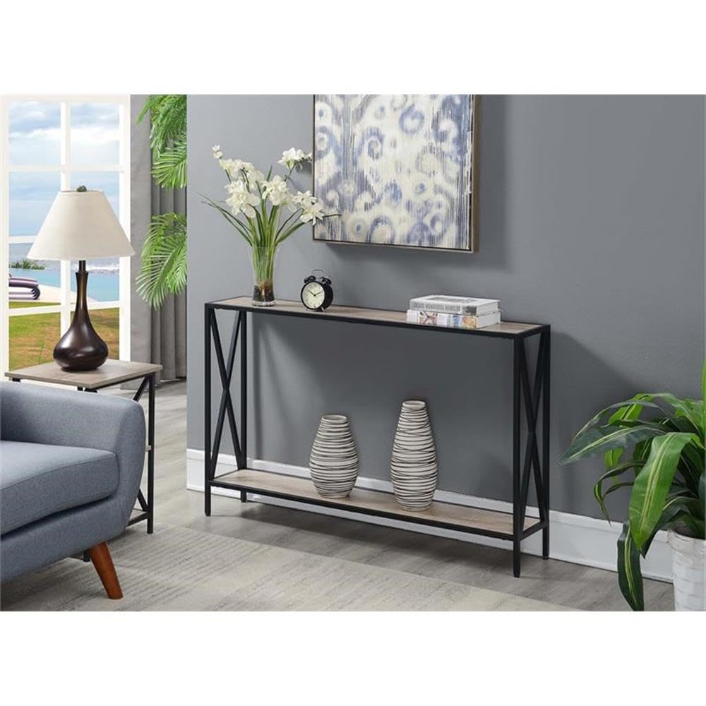 Pemberly Row Contemporary Console Table - Brown Wood Finish for Entryway, Living Room & Hallway Decor