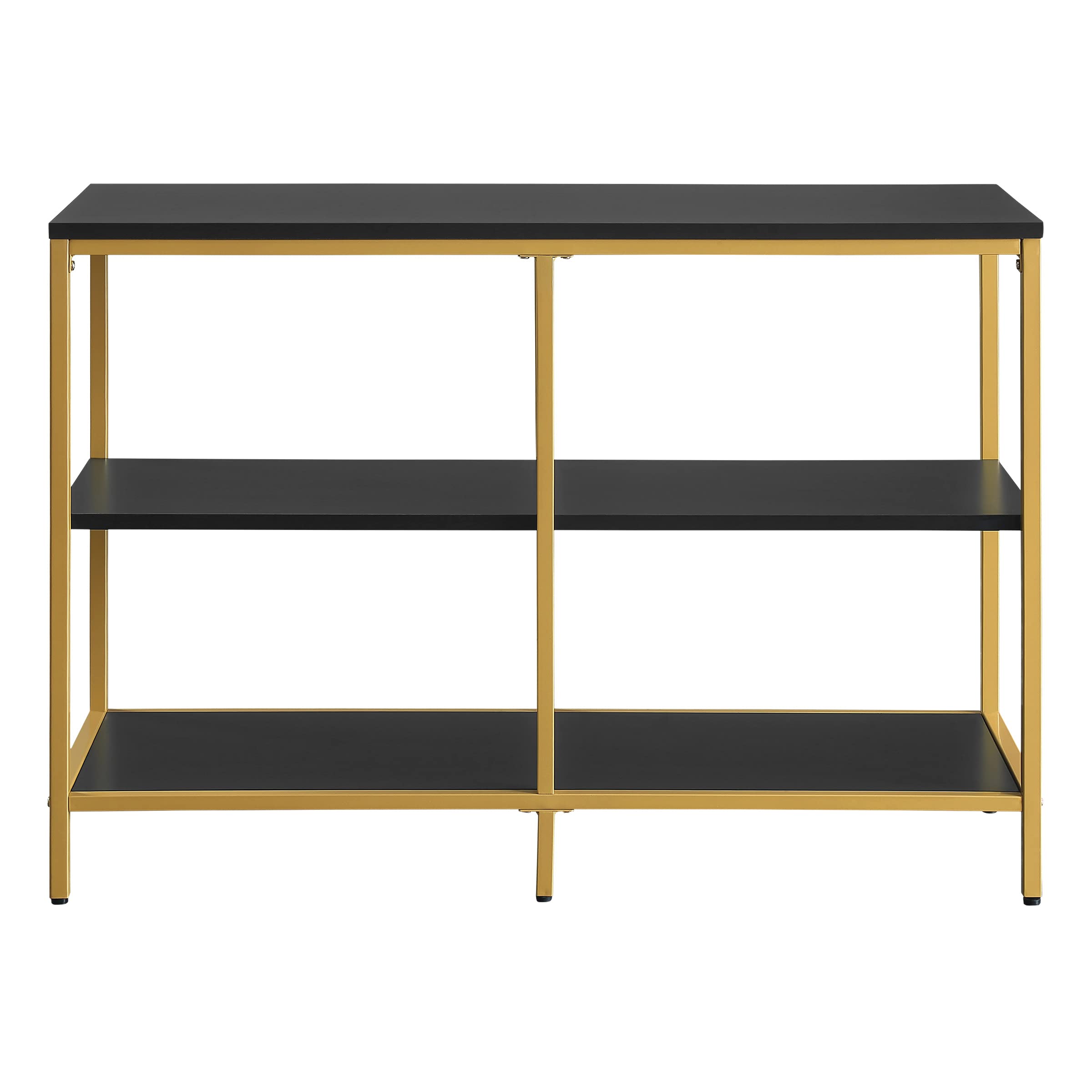Modern Double 3-Shelf Bookcase & Credenza - Contemporary Black Wooden Bookshelf for Living Room, Office, or Bedroom Storage | OSP Home Furnishings Designs