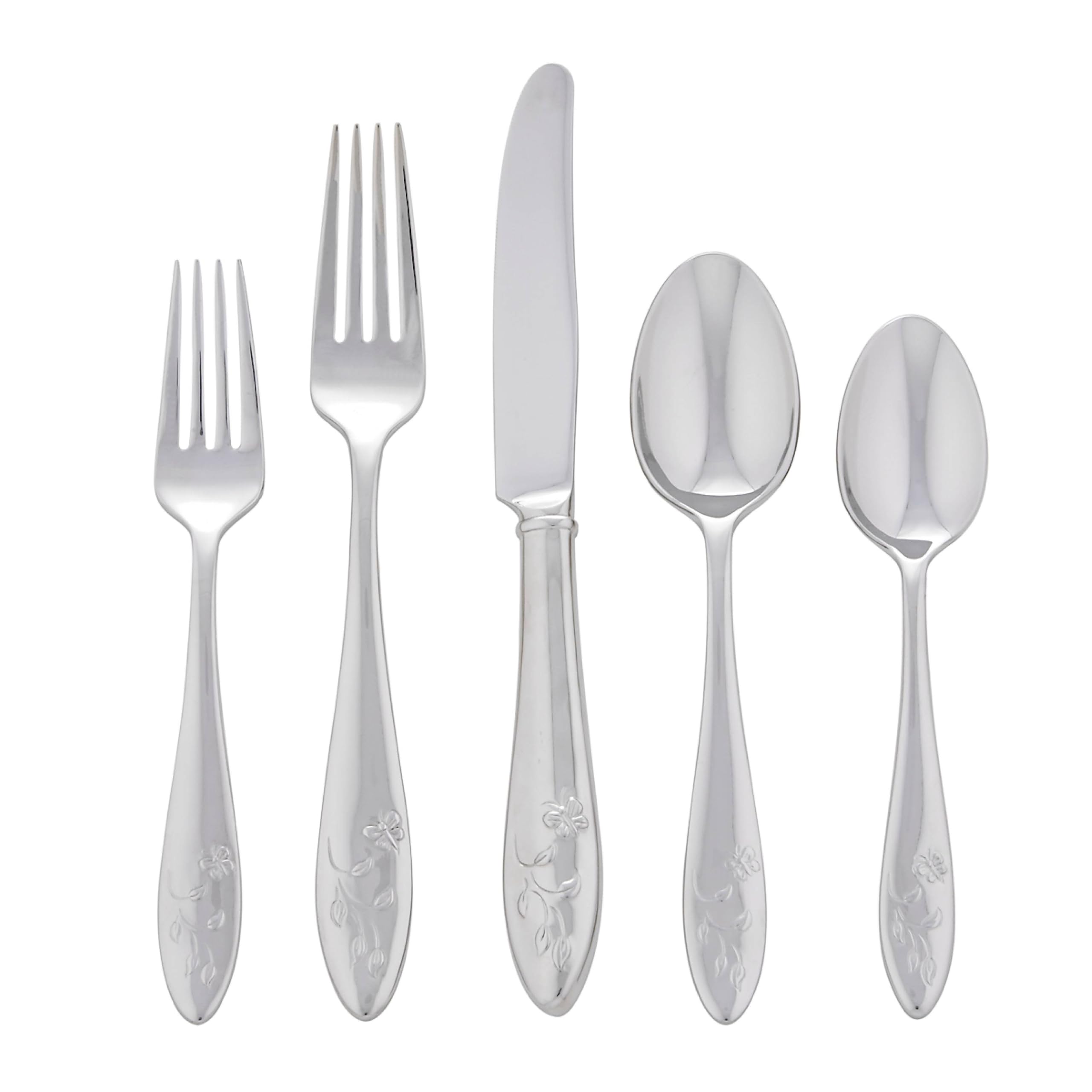 Lenox Butterfly Meadow 65-Piece Flatware Set - Stainless Steel Silverware for 12, Elegant Dining Utensils for Wedding, Anniversary & Special Occasions - Perfect for Fine Dining, Dinner Parties & Holiday Gatherings