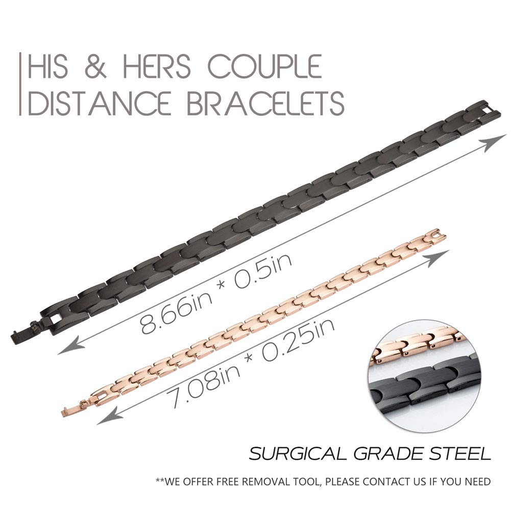 Wolentty His and Hers Couples Bracelets - Stainless Steel Matching Love Bracelets for Couples, Long Distance Relationship Gifts, Anniversary & Valentine's Day Presents - Perfect for Romantic Dates, Proposals, and Special Occasions