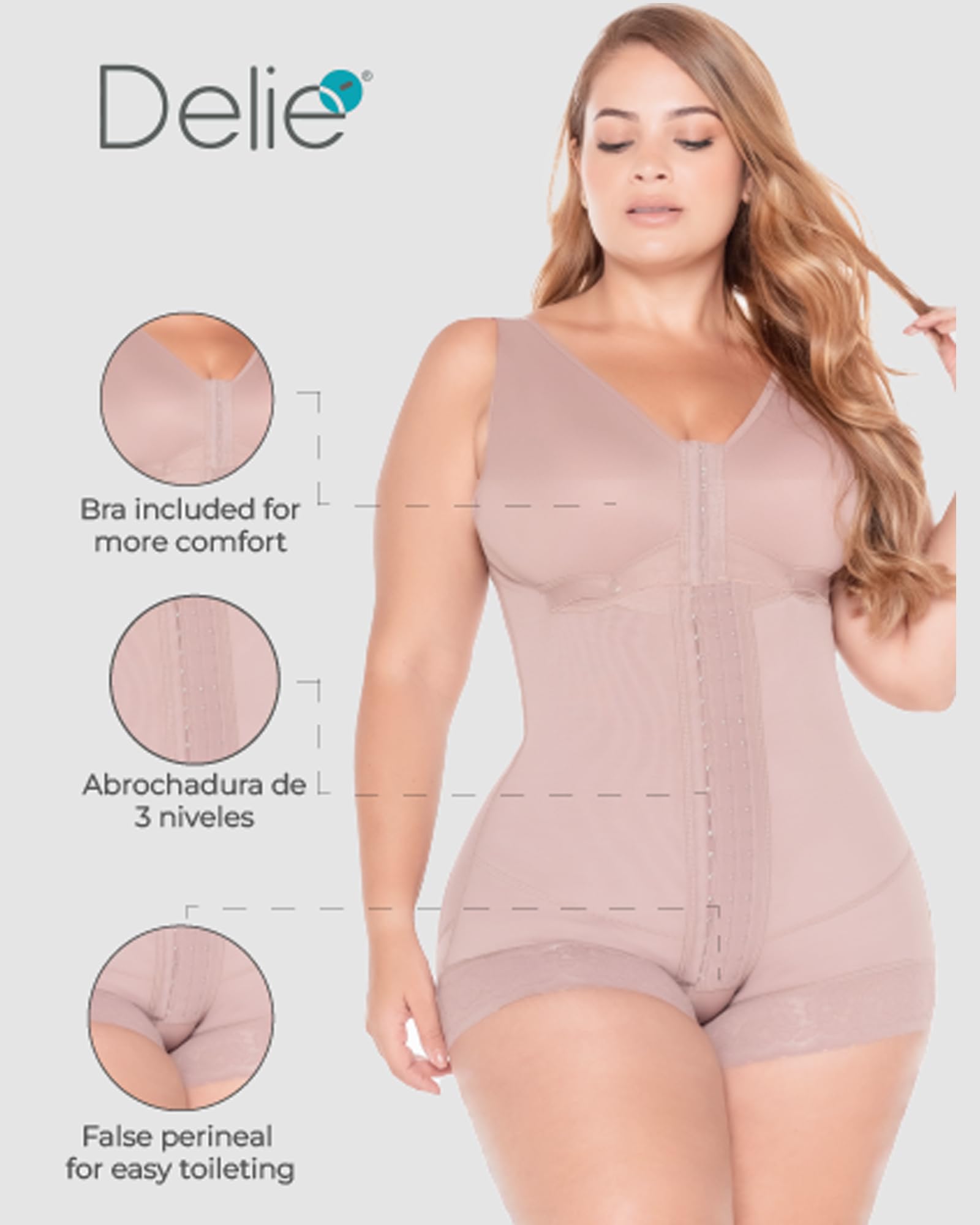 DELIÉ High Compression 086 Shapewear for Women - Tummy Control Waist Trainer, Extra Firm Colombian Fajas Moldeadoras Body Shaper - Perfect for Postpartum Recovery, Workout & Special Occasions