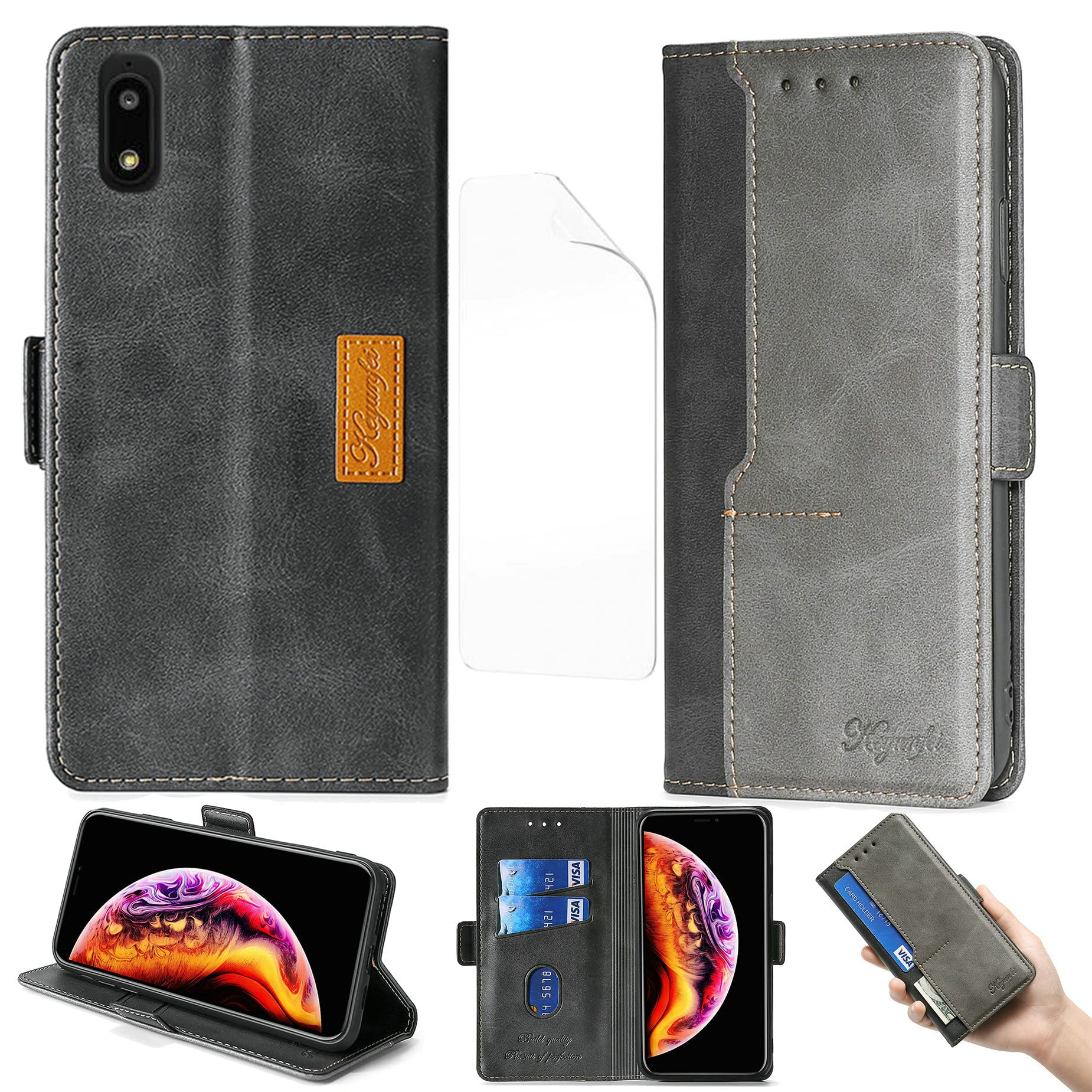 ORBIC Maui+ Plus Flip Stand Case with Screen Protector - Compatible with ORBIC Maui RC545L - Soft TPU Protective Cover - Black - Perfect for Work, Travel & Everyday Use