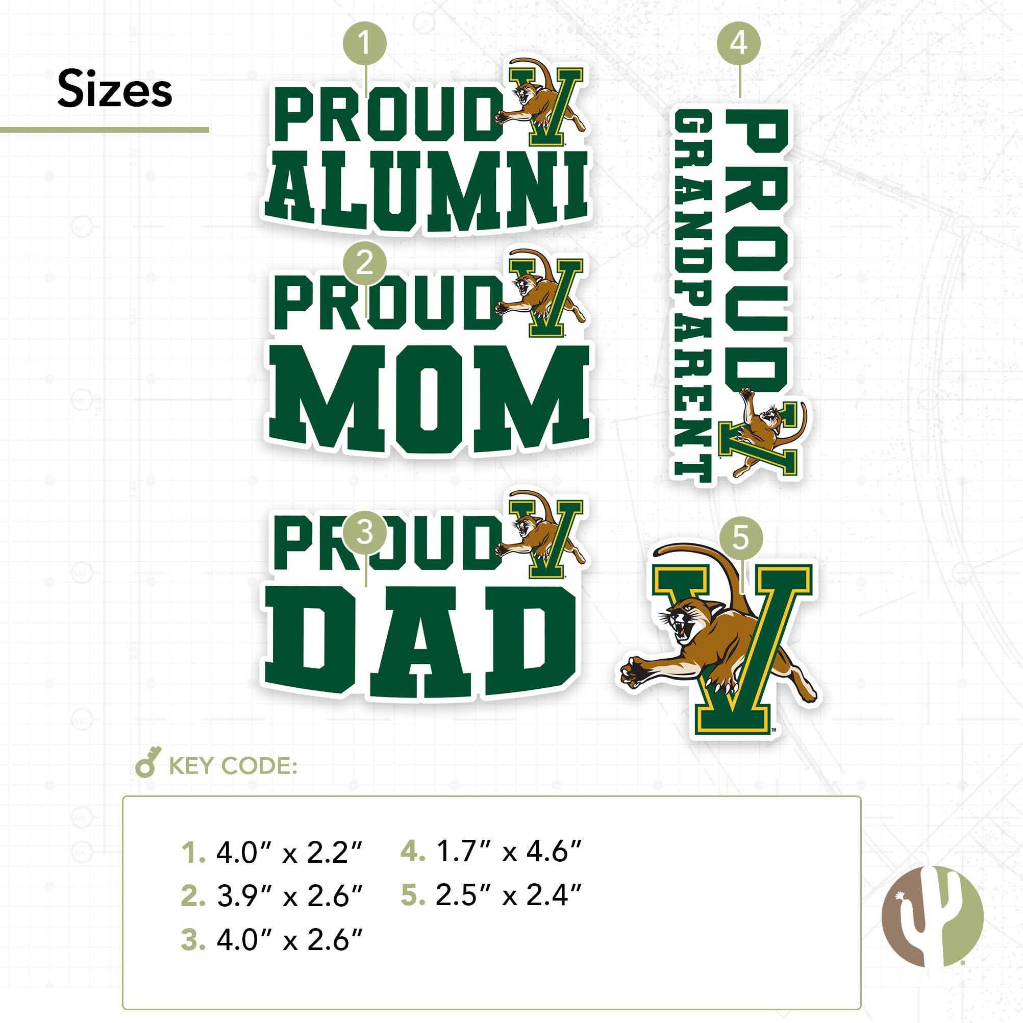 University of Vermont Catamounts Desert Cactus Vinyl Decal Sticker - Waterproof Laptop, Water Bottle, Car, Scrapbook Decor - Perfect for College Dorm, School Spirit & Alumni Gifts (Family Full Sheet)