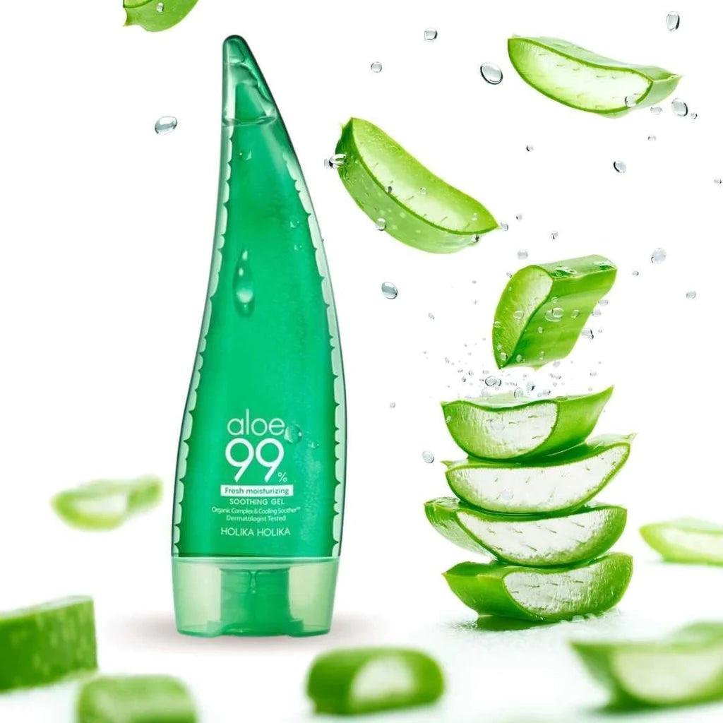 HOLIKA HOLIKA 99% Aloe Vera Soothing Gel 250ml - Hydrating & Calming Face & Body Gel for Sunburn Relief, After Sun Care & Daily Moisturizing