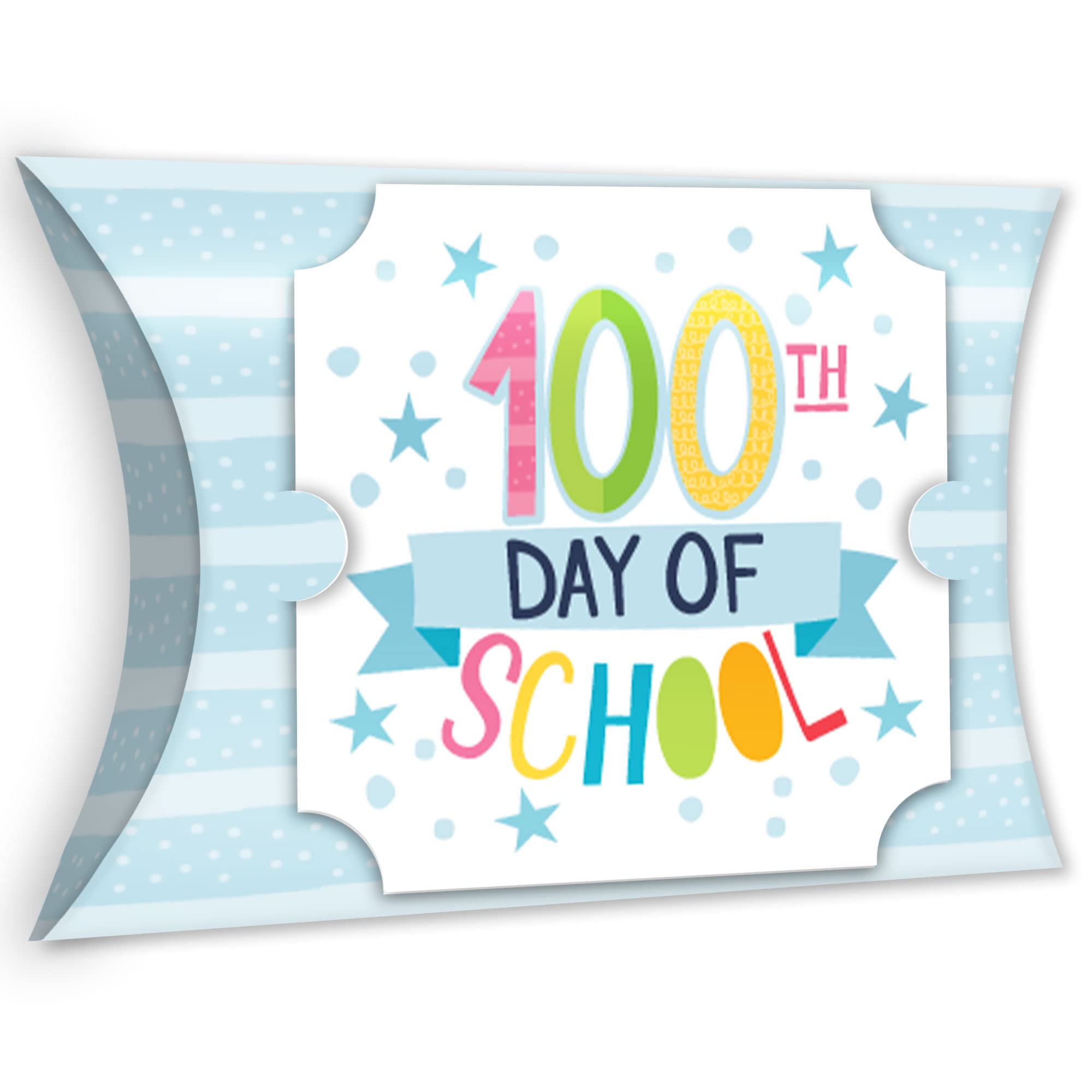 Happy 100th Day of School Gift Boxes - Set of 12 Large Pillow Favor Boxes for 100 Days Party Celebration | Perfect for Classroom Rewards, Teacher Appreciation & School Milestone Events