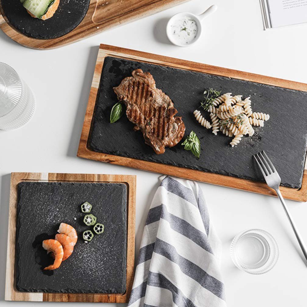 Hemoton Solid Wood Serving Tray - Western & Japanese Cuisine Snack Plate for Appetizers, Cheese, Charcuterie - Perfect for Dinner Parties, Picnics, and Home Decor