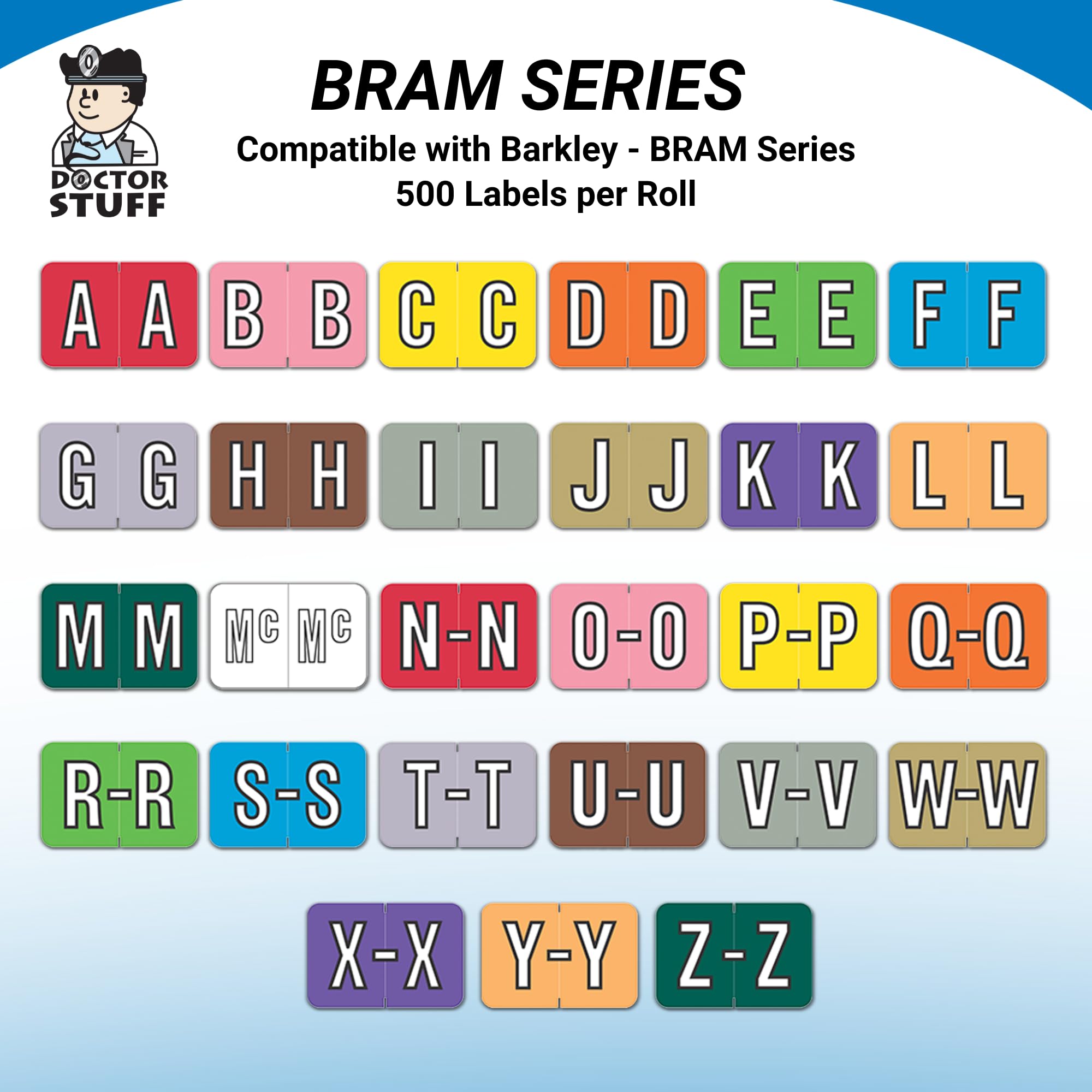 Doctor Stuff File Folder Labels - Complete Alphabet Set A-Z Plus Mc, Compatible with Barkley/Sycom FABKM-BRAM Series - 1