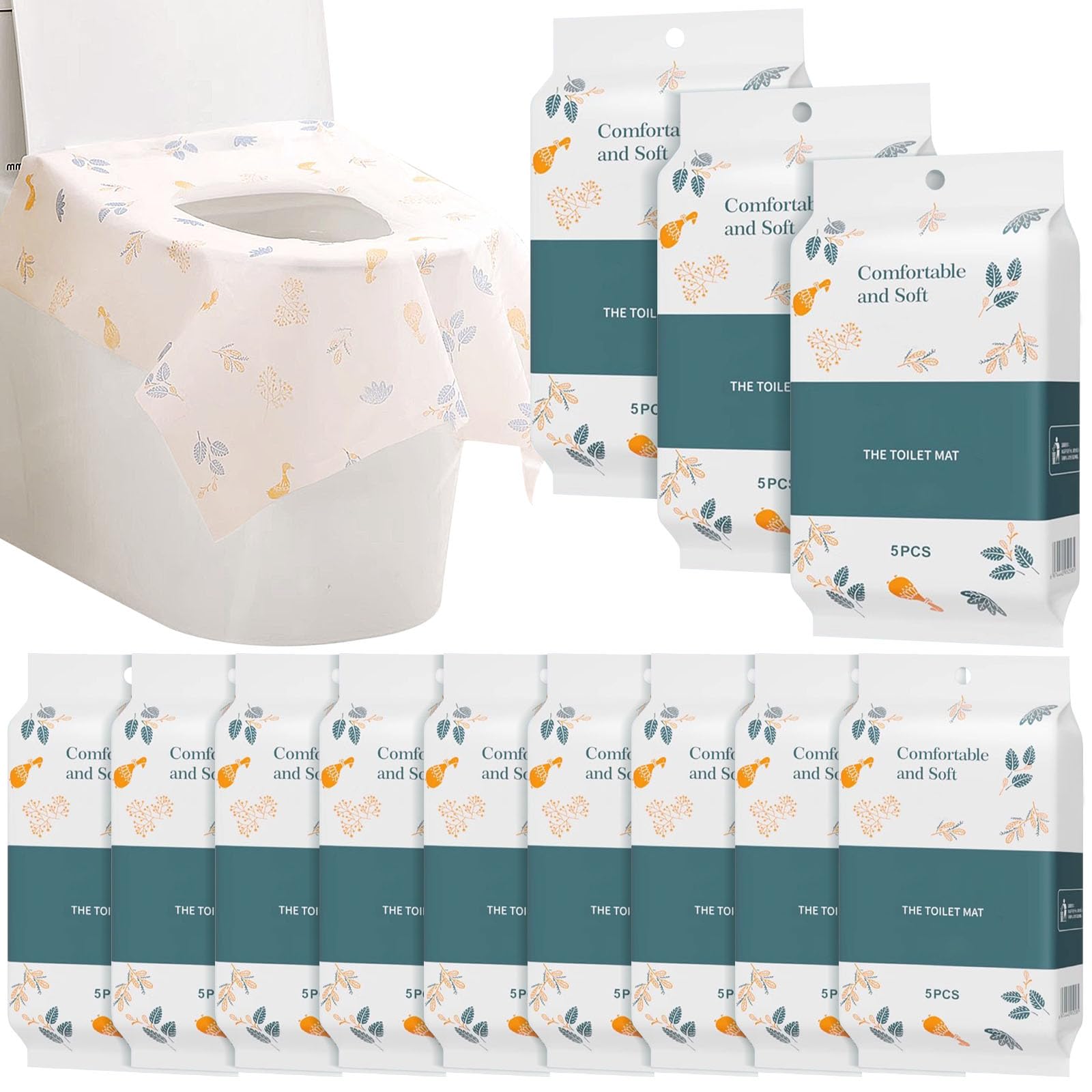 60 Pcs Disposable Toilet Seat Covers - Large Waterproof Toilet Seat Protectors for Toddlers, Kids & Adults | Portable, Individually Wrapped | Ideal for Potty Training, Public Restrooms, Travel & Camping