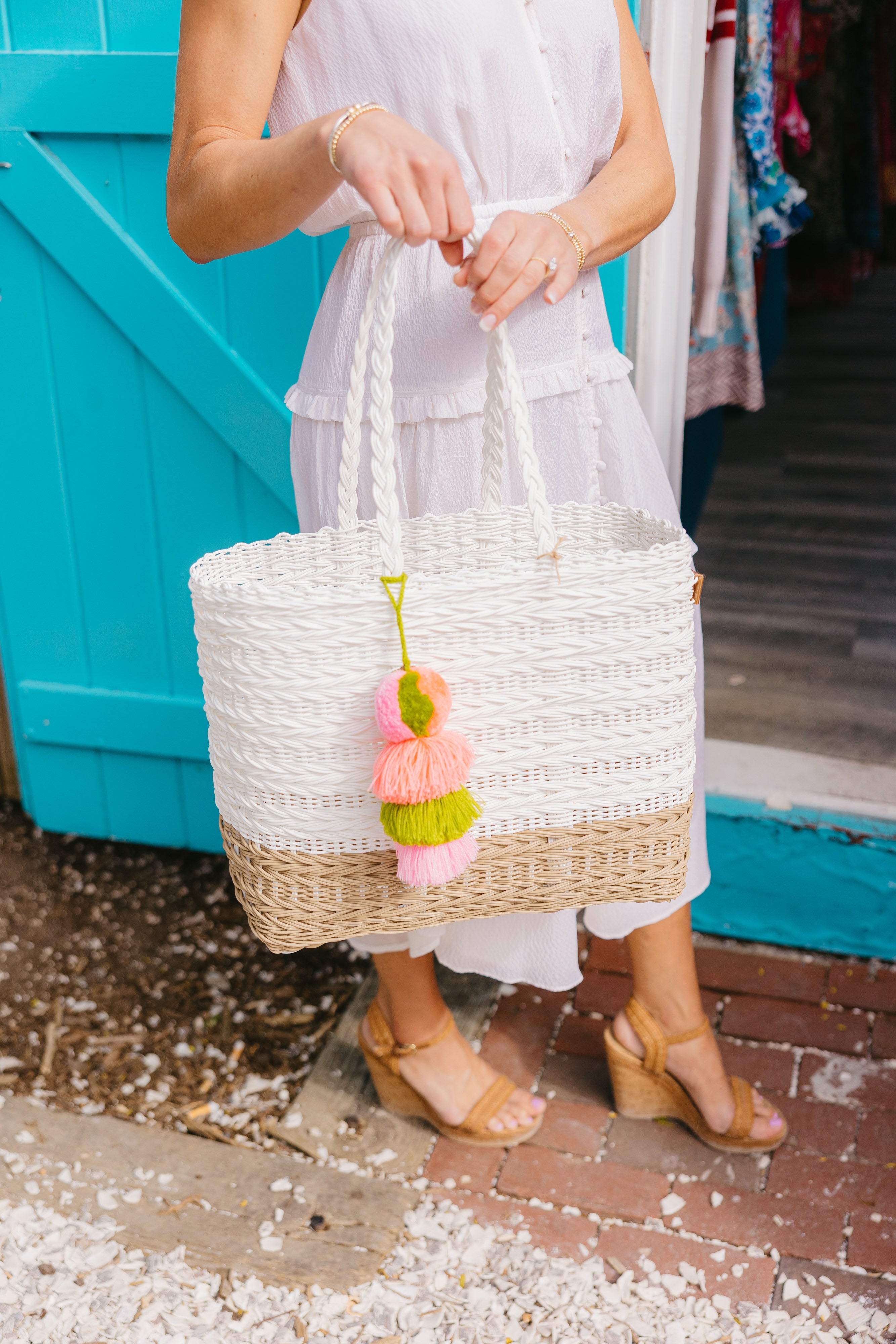 Coastal Knit Boardwalk Citron Tote Bag - Stylish Beach Tote for Women, Perfect for Summer Outings, Beach Trips, and Shopping