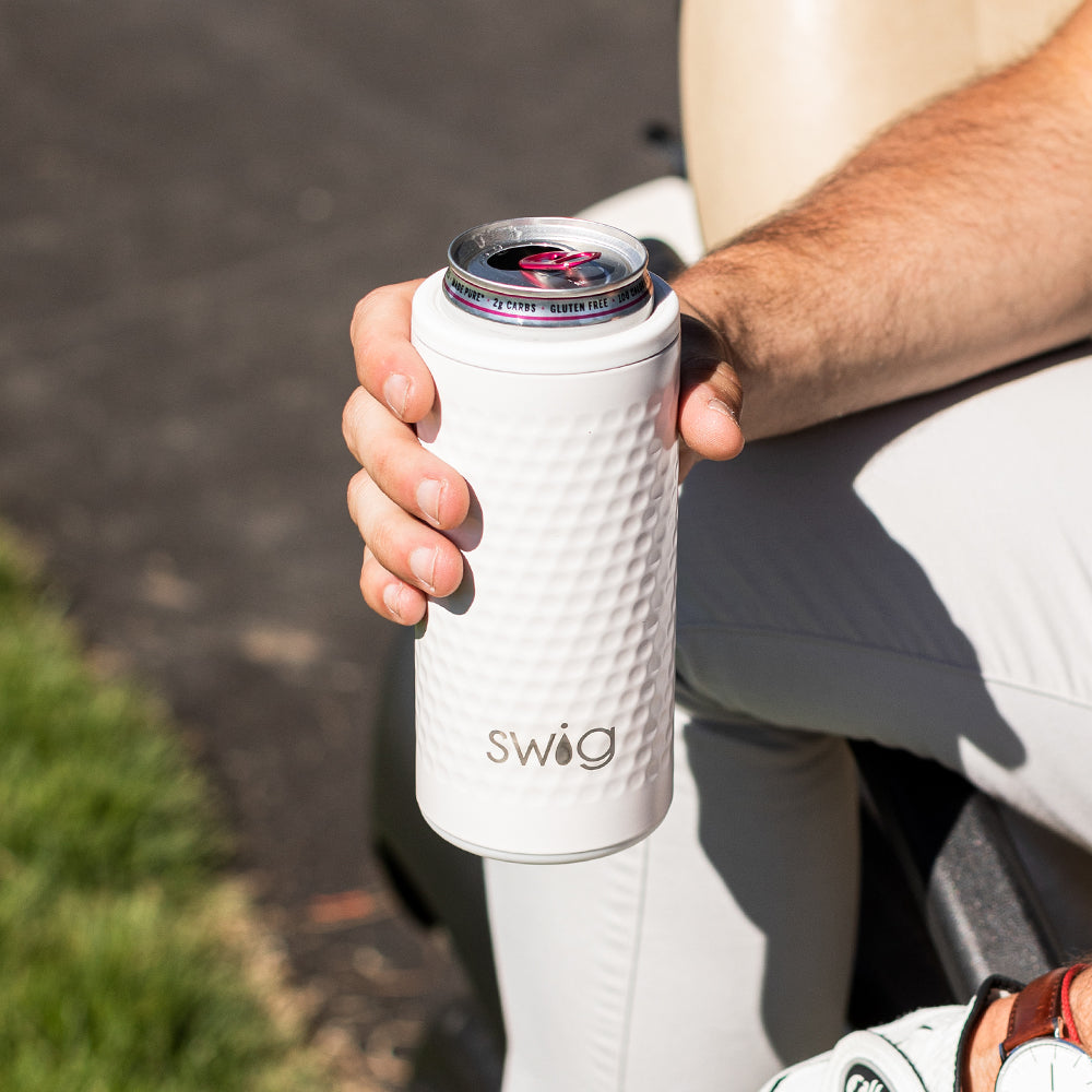 12oz Golf Ball Design Skinny Can Cooler - Perfect for Golf Outings, Tailgates & Outdoor Events