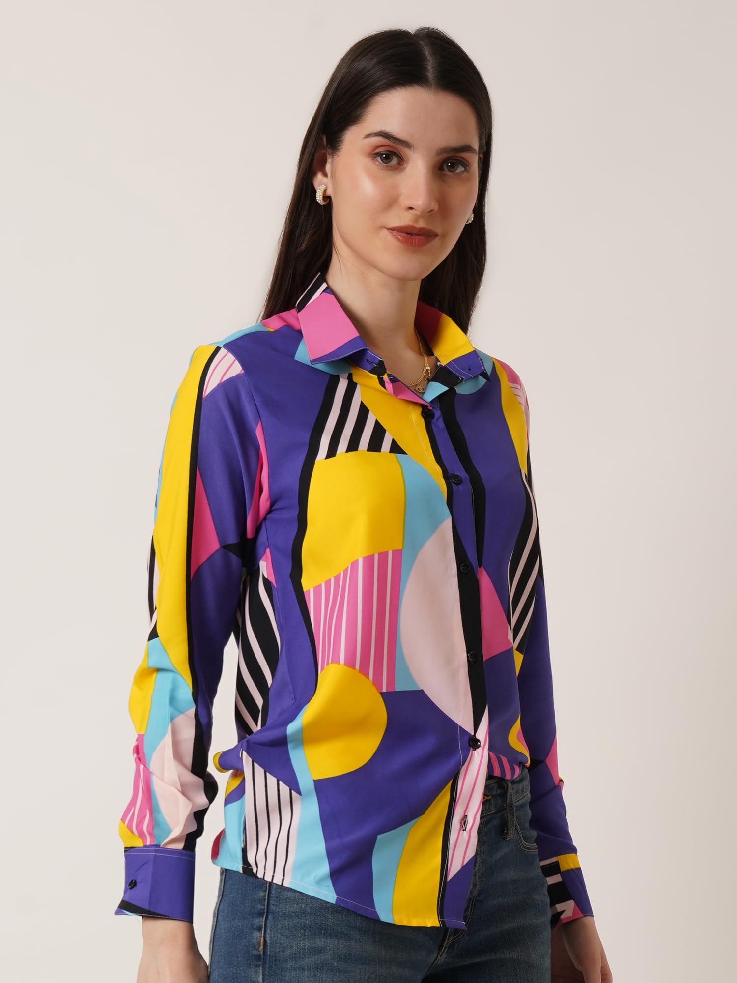 ZWERLON Women's Stylish Printed Western Long Shirt - Elegant Floral Blouse for Casual & Office Wear - Perfect for Spring Outfits & Western Fashion