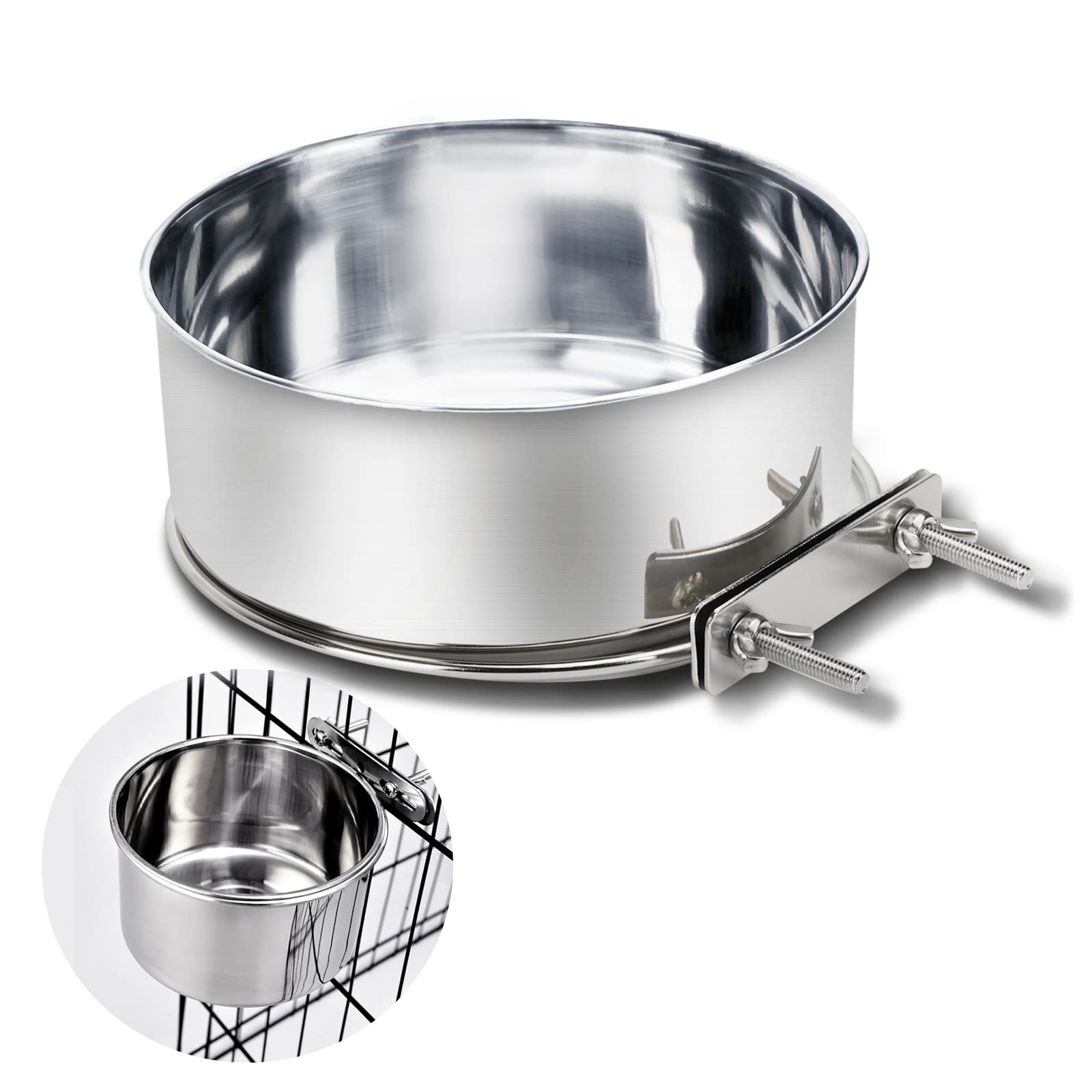 Stainless Steel Pet Hanging Bowl - Removable Dog/Cat Feeder for Crate & Cage - Perfect for Travel & Home Use
