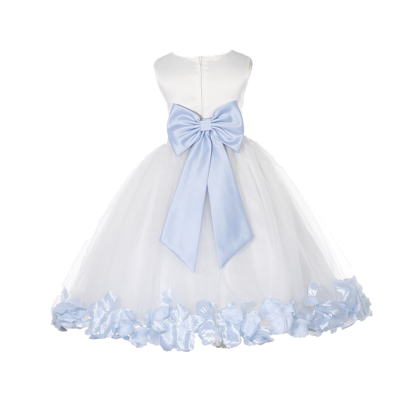 White Tulle Rose Petals Flower Girl Dress - Elegant Christening Gown for Baby Girls (Size M) | Perfect for Weddings, Baptisms & Special Occasions