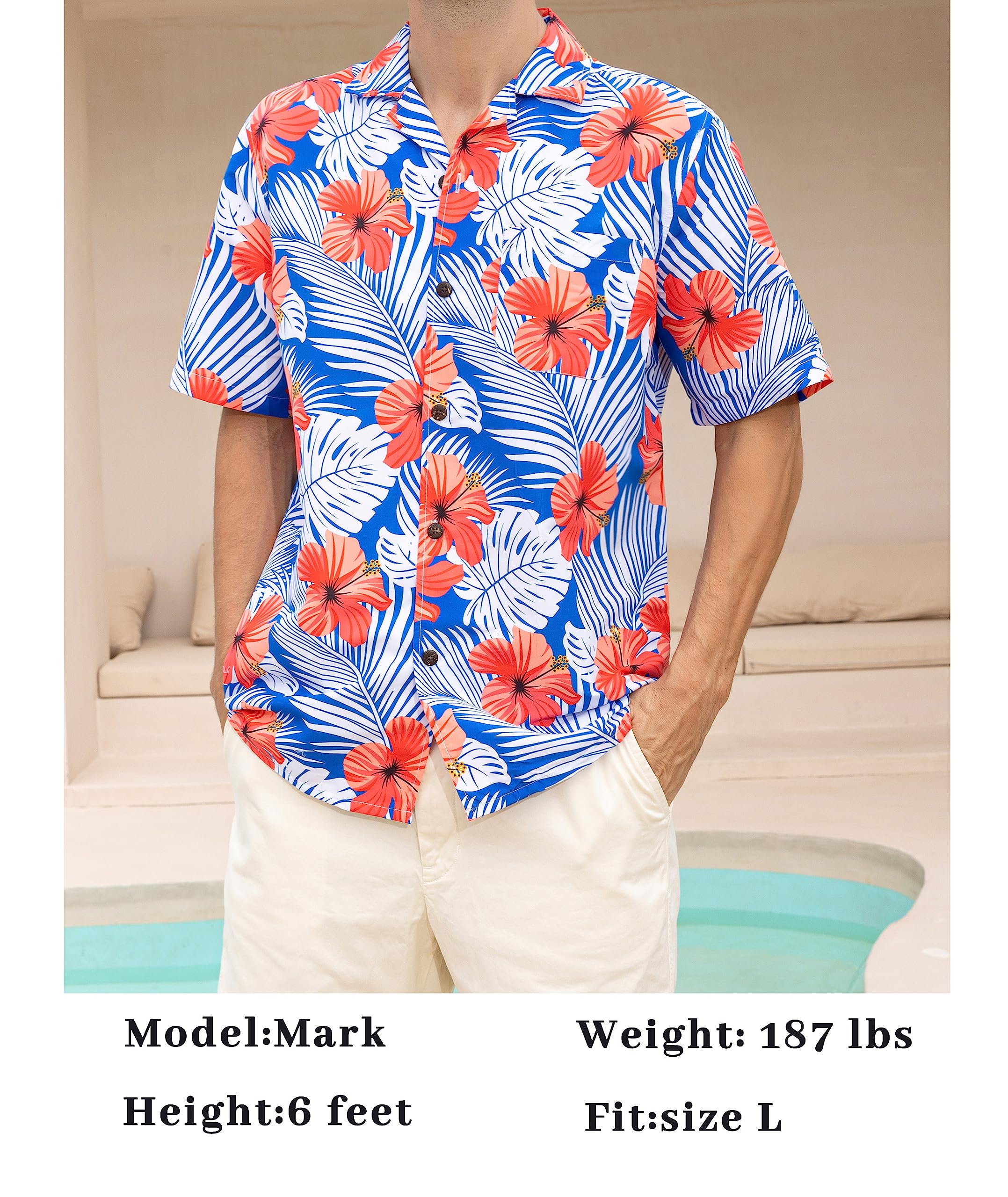 Stylish Rayon Men's Hawaiian Shirts | Breathable Short Sleeve Aloha Shirts with Front Pocket | Perfect for Beach Vacations, Summer Parties & Tropical Getaways