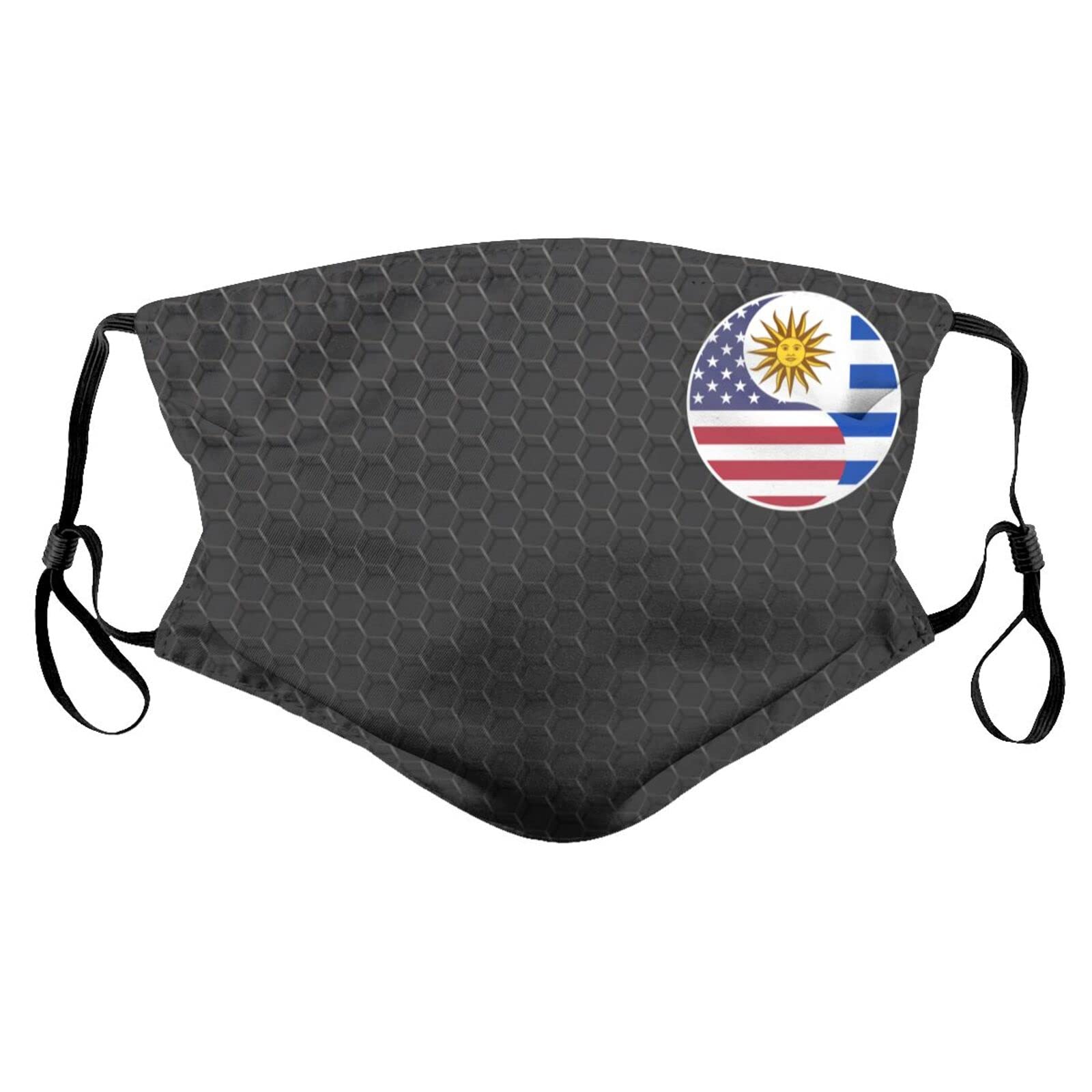 USA Uruguay Yin Yang Flag Reusable Face Mask with Filter - Adjustable & Washable for Men, Women & Kids - Perfect for Travel, Sports & Daily Protection