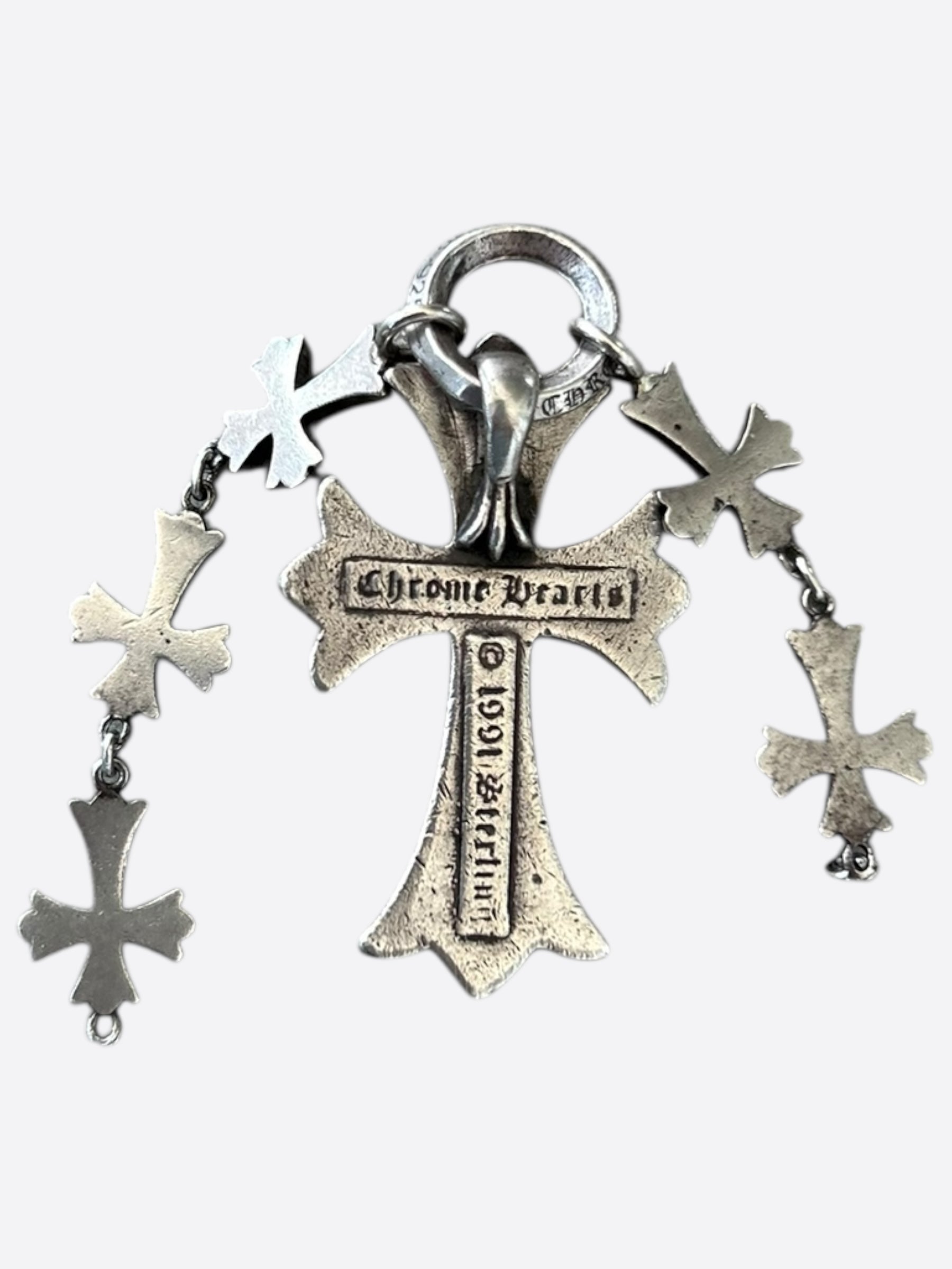 Chrome Hearts Sterling Silver Multi Cross Pendant Necklace for Men & Women - Gothic Jewelry for Everyday Wear & Special Occasions