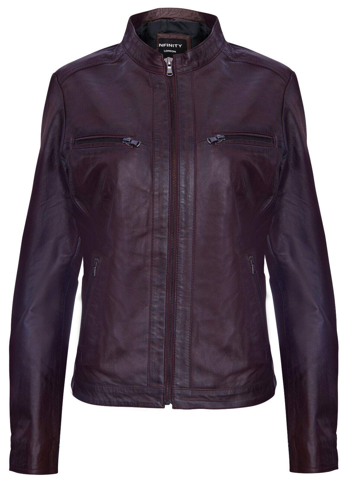 Vintage Black Leather Biker Jacket for Women - 100% Genuine Leather, Multi-Pocket Design, Retro Chic Style | Perfect for Motorcycle Riding, Casual Outfits, and Fashion Statements