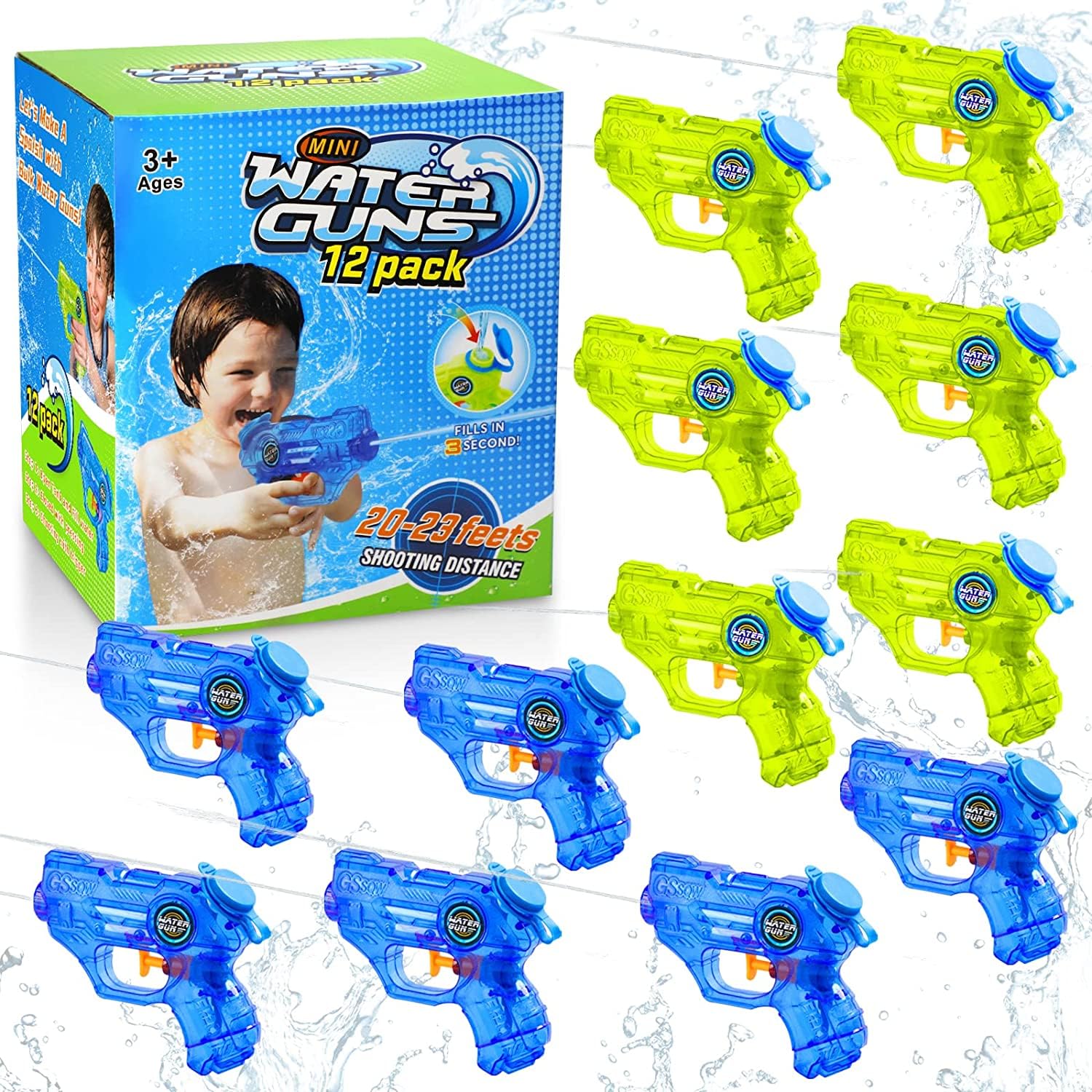 12 Pack Kids Water Guns - Mini Water Blaster Soaker Toys with Trigger for Boys & Girls | Summer Outdoor Pool Party, Beach Water Fight, Backyard Fun Activities