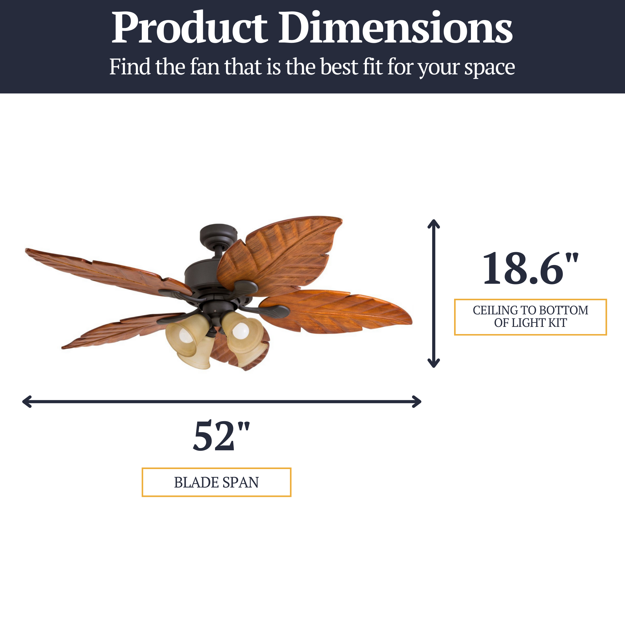 52 Inch Bronze Remote Control Ceiling Fan with Light - Modern Energy Efficient Indoor Cooling Fan for Living Room, Bedroom, and Office