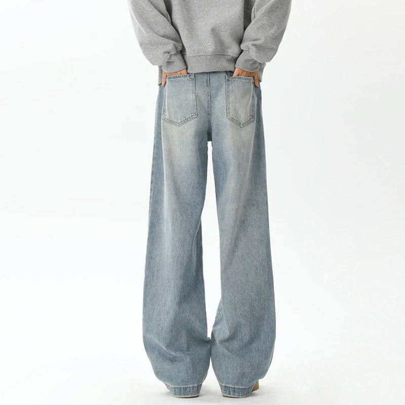 Trendy Men's Ripped Denim Jeans Two-Piece Set - Loose Fit Casual Pants for Spring & Fall - Fashionable Male Clothing (Style 9C9263) | Perfect for Streetwear, Outings & Everyday Comfort